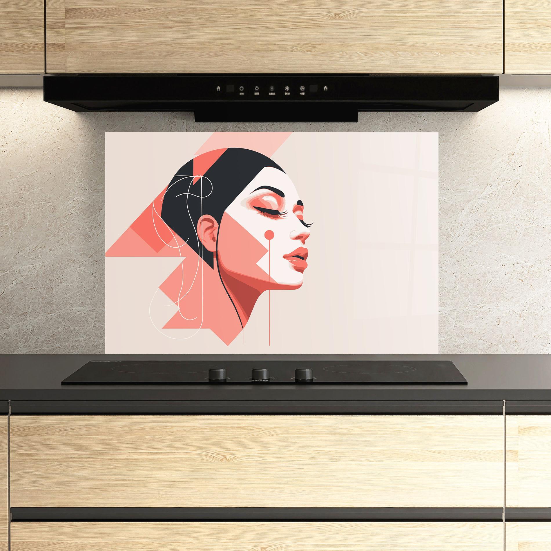 Küchenrückwand Glas Pretty Abstract Face mockup 3