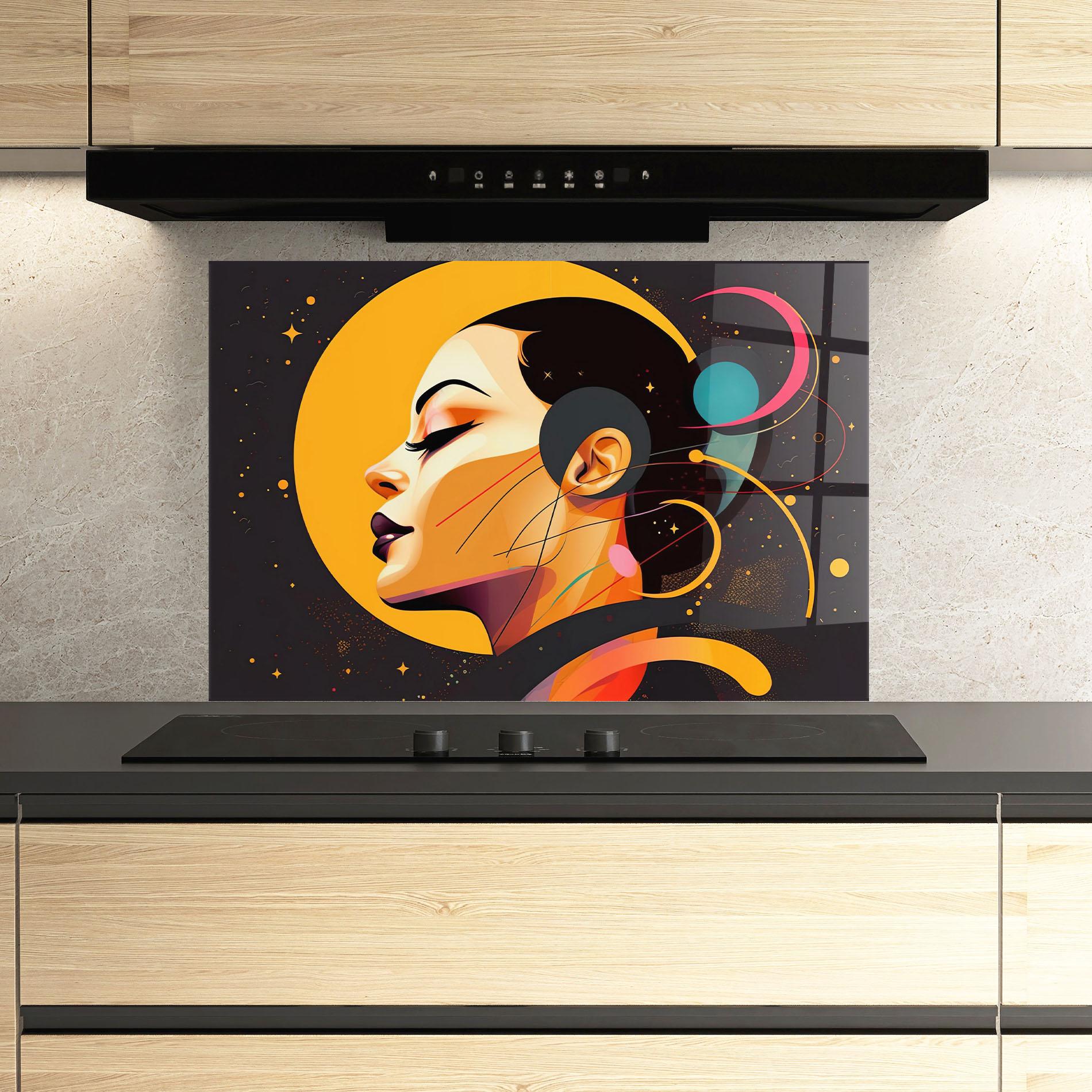 Küchenrückwand Glas Synthetic Female mockup 3