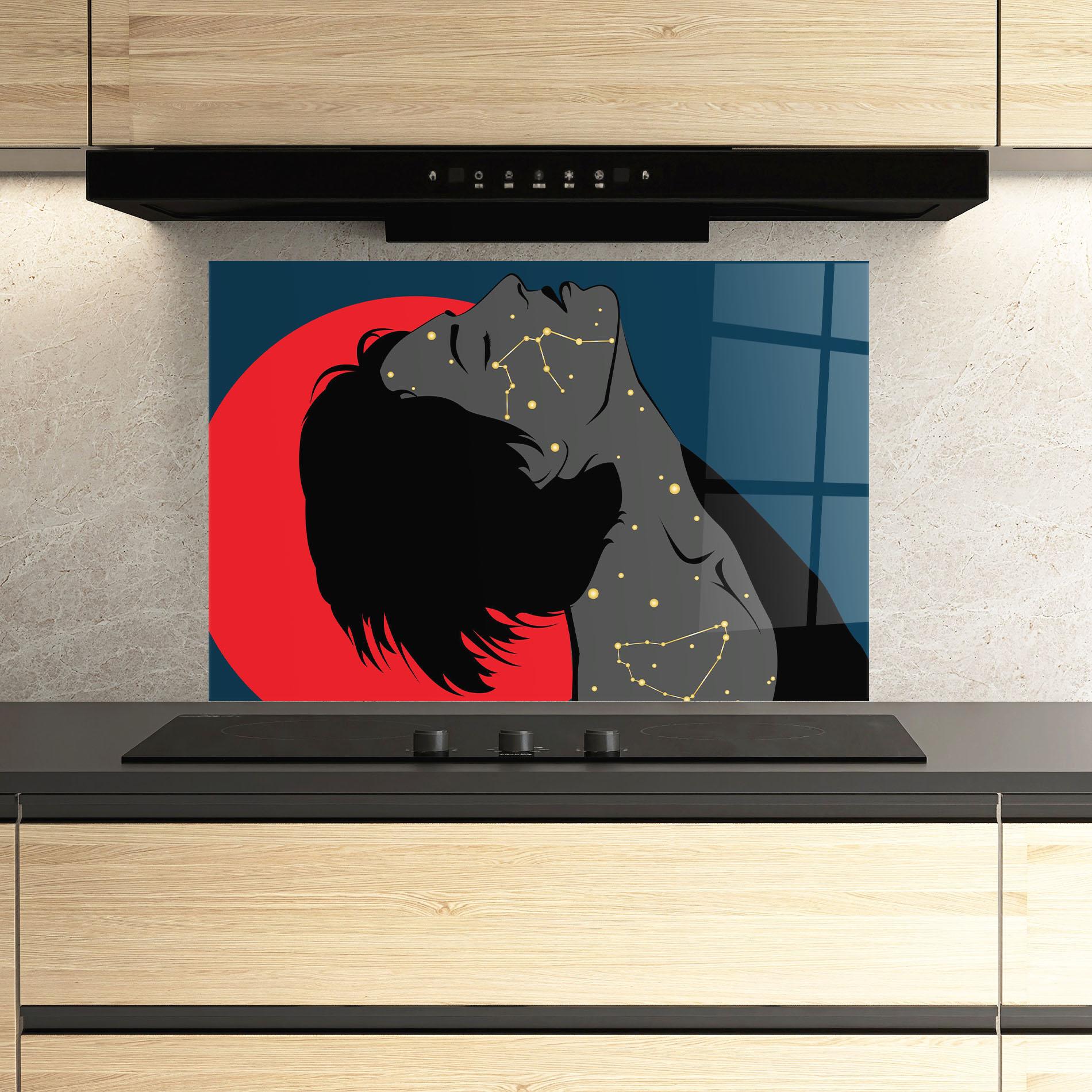 Küchenrückwand Glas Woman Galaxy mockup 3