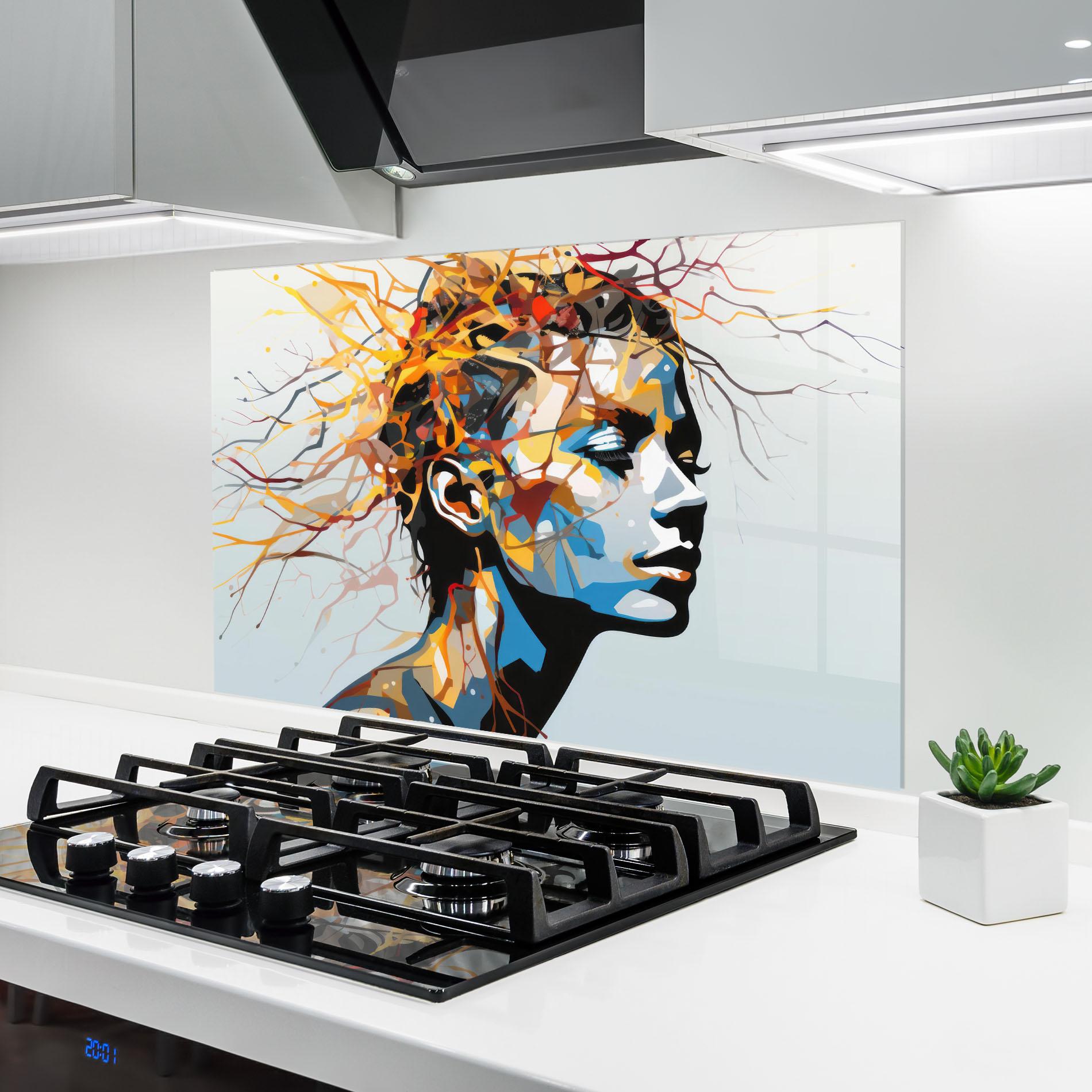 Küchenrückwand Glas Branches Hair mockup 6