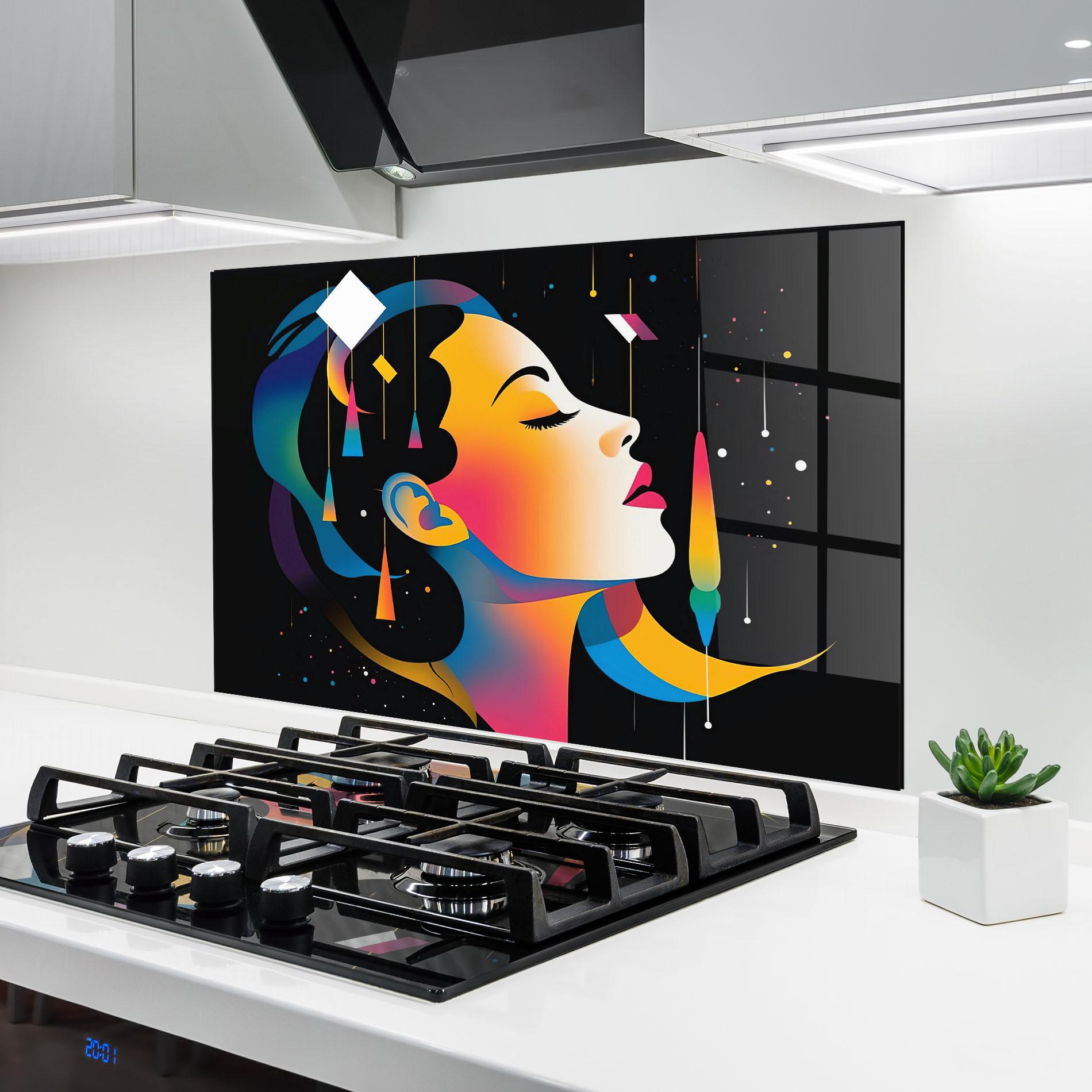 Küchenrückwand Glas Dreamy Night Female mockup 6