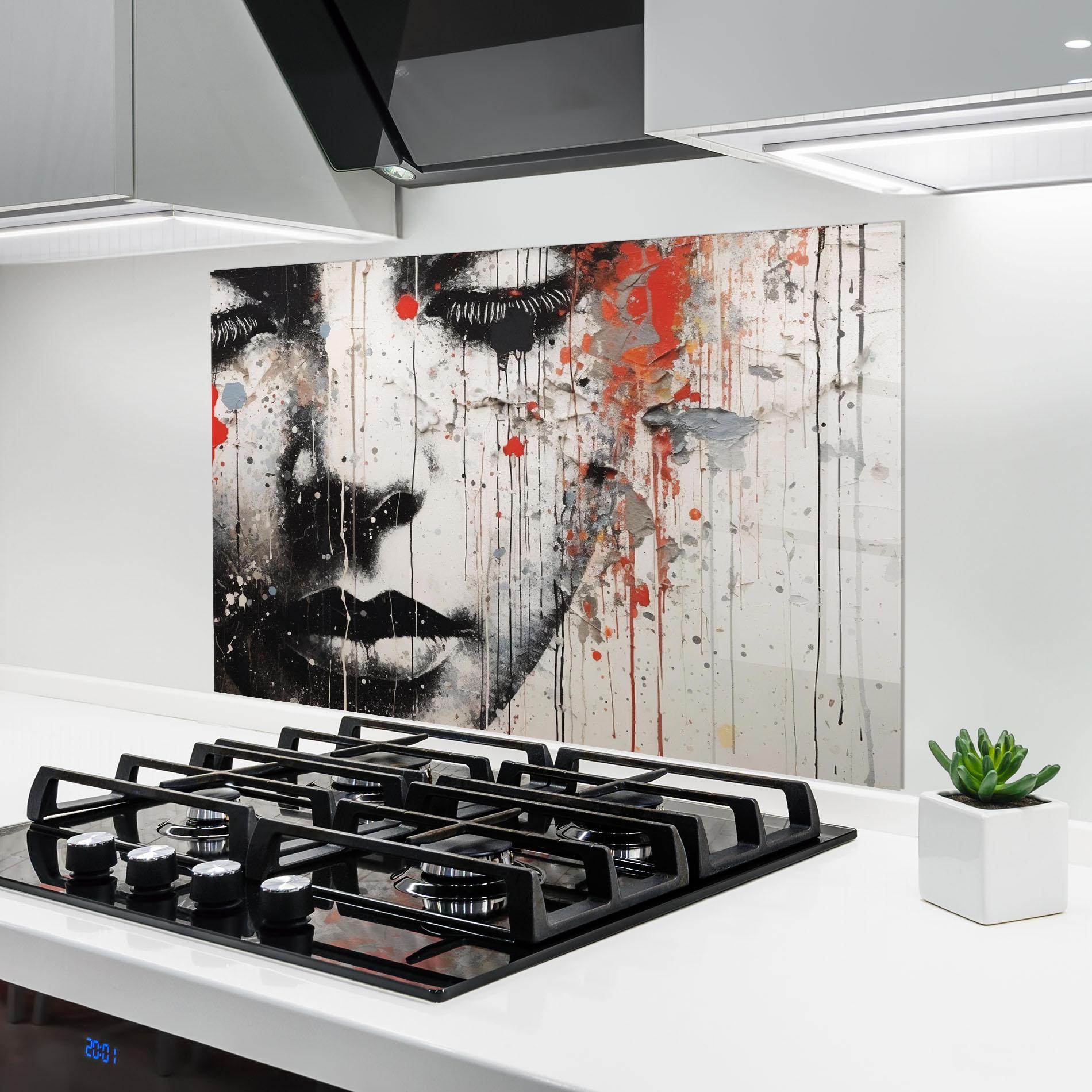 Küchenrückwand Glas Ink Street Graffiti mockup 6