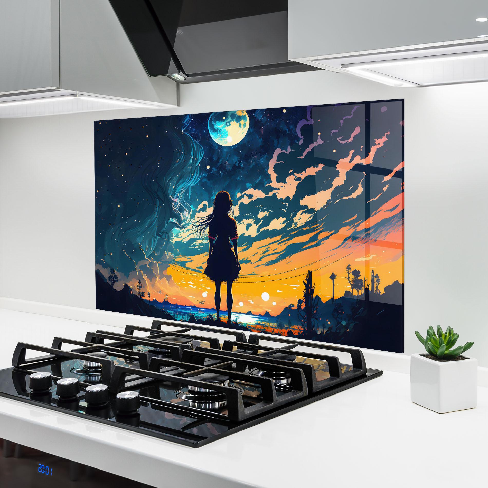 Küchenrückwand Glas Mystical Woman Fairytale mockup 6