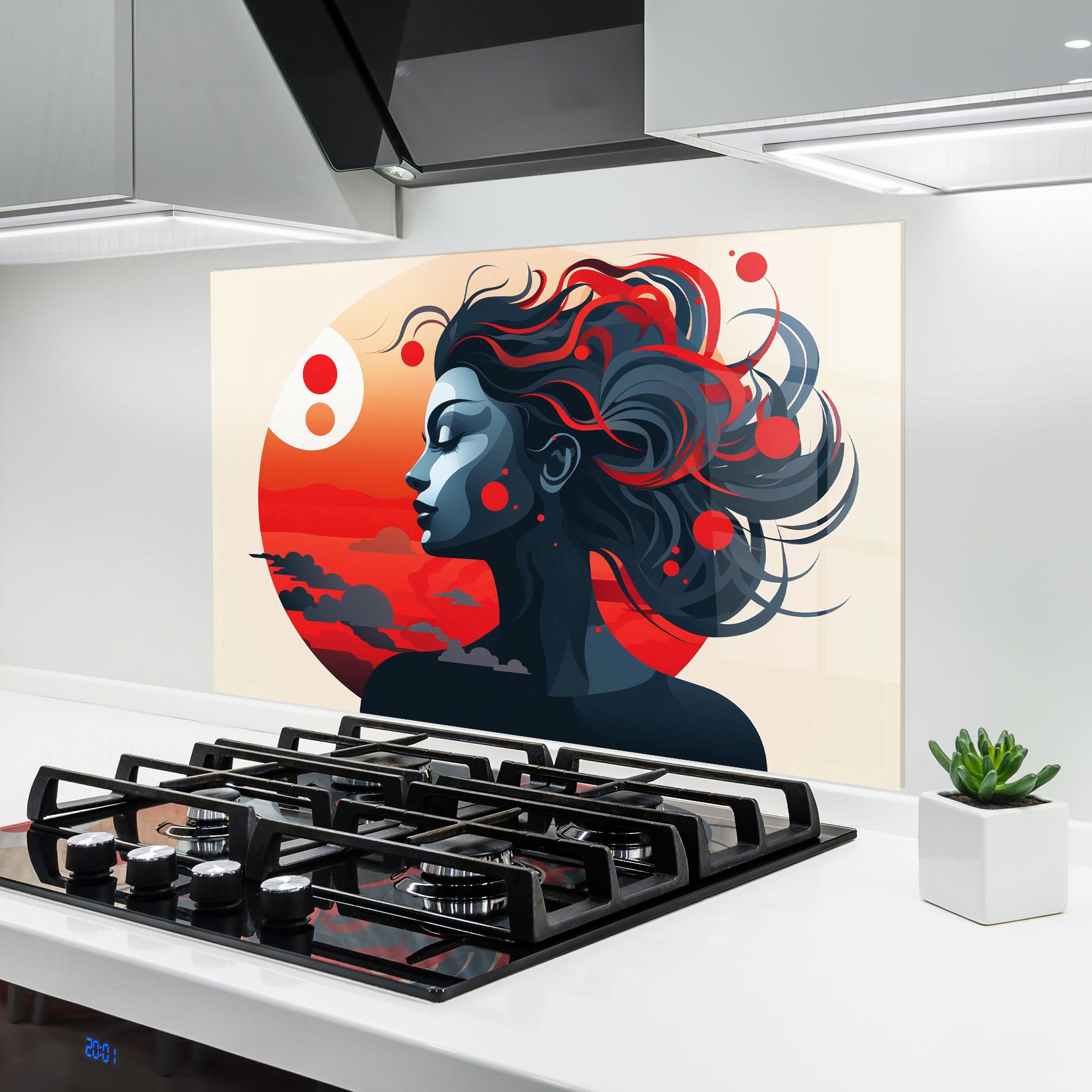 Küchenrückwand Glas Simple Colored Girl mockup 6