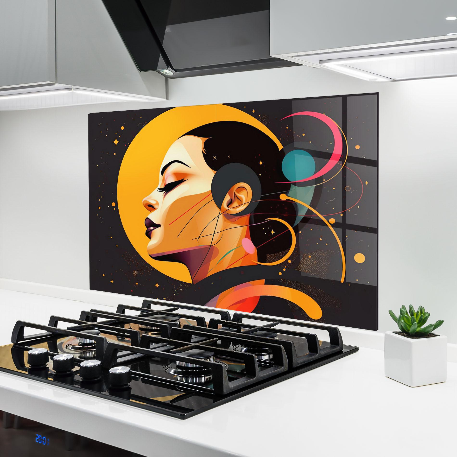 Küchenrückwand Glas Synthetic Female mockup 6