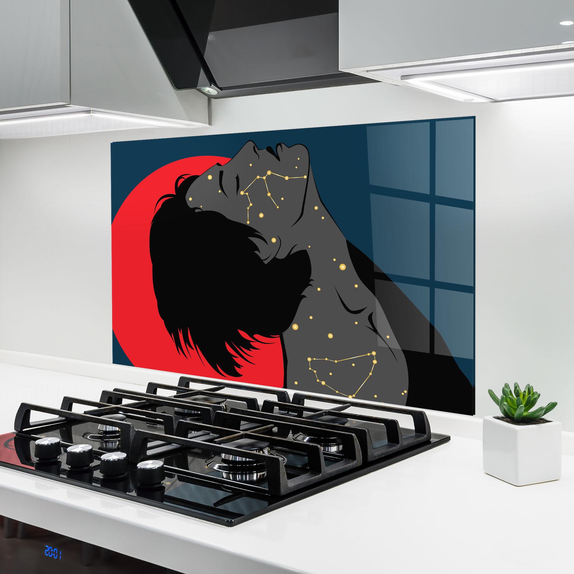 Küchenrückwand Glas Woman Galaxy mockup 6