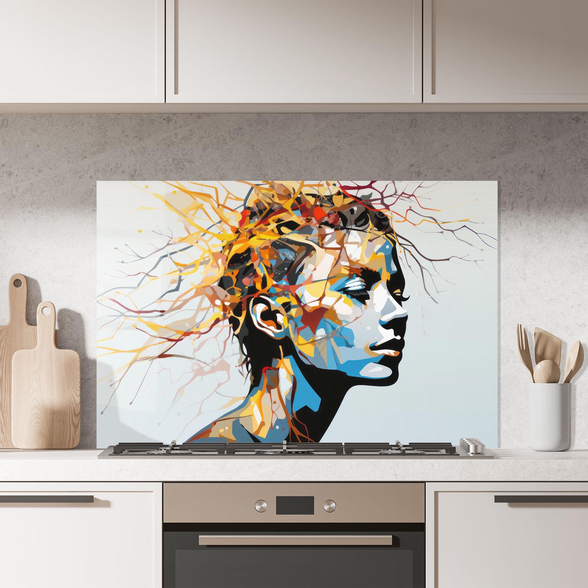 Küchenrückwand Glas Branches Hair mockup 7