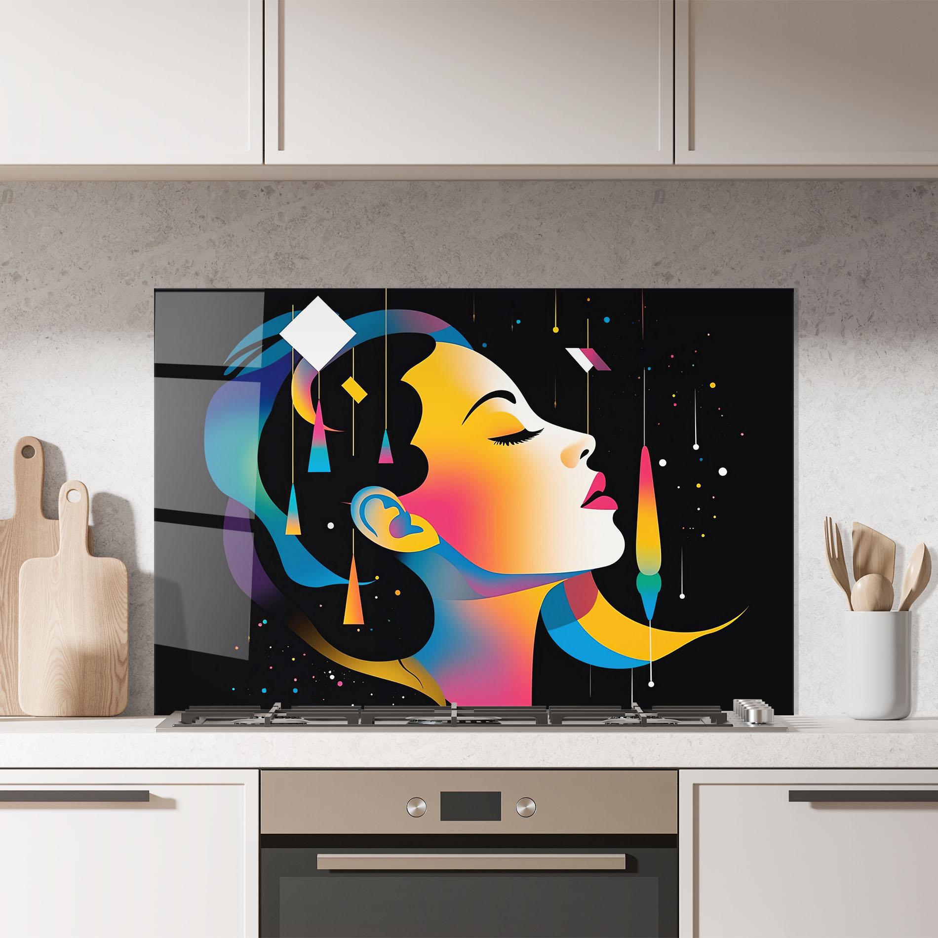 Küchenrückwand Glas Dreamy Night Female mockup 7