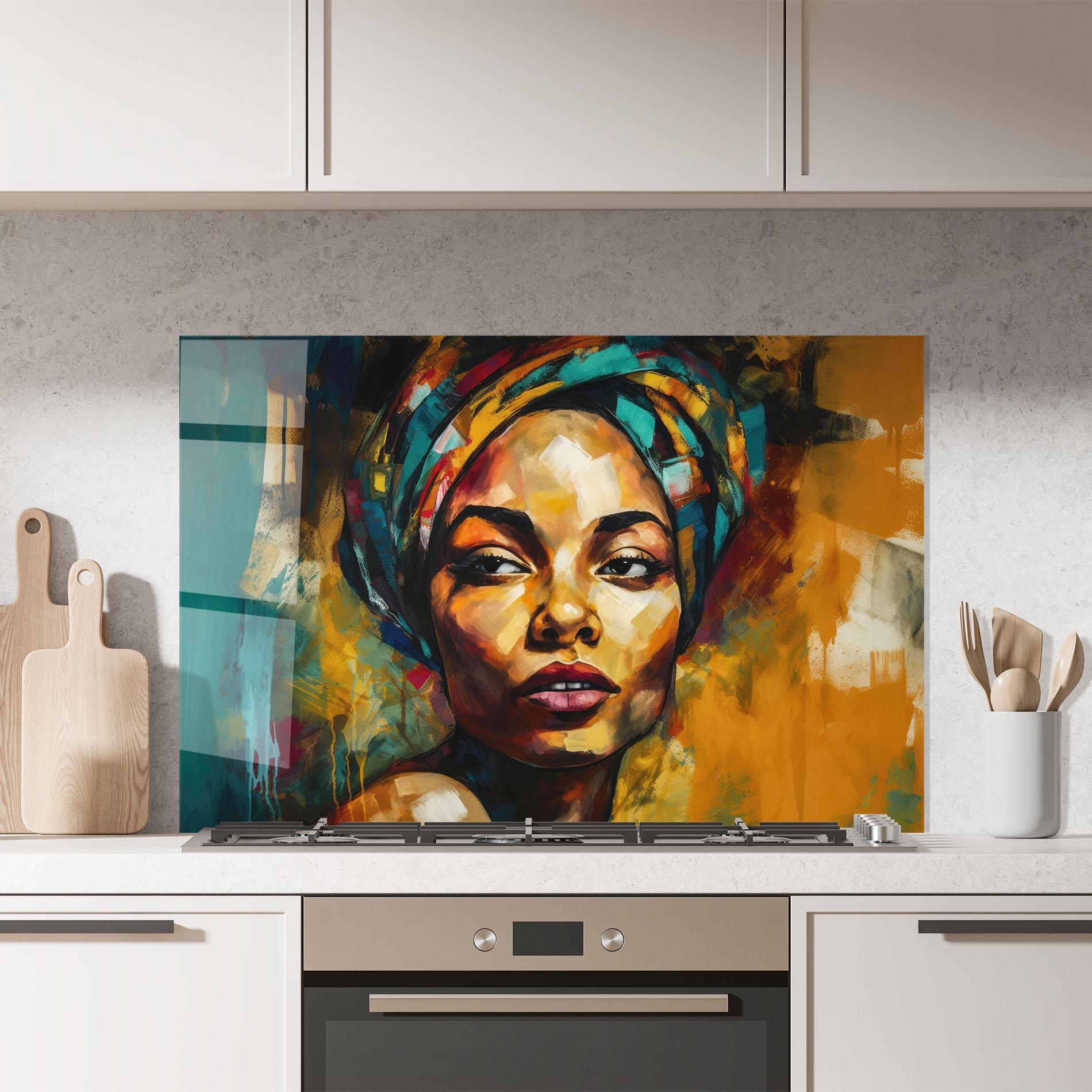 Küchenrückwand Glas Enigmatic Expression mockup 7