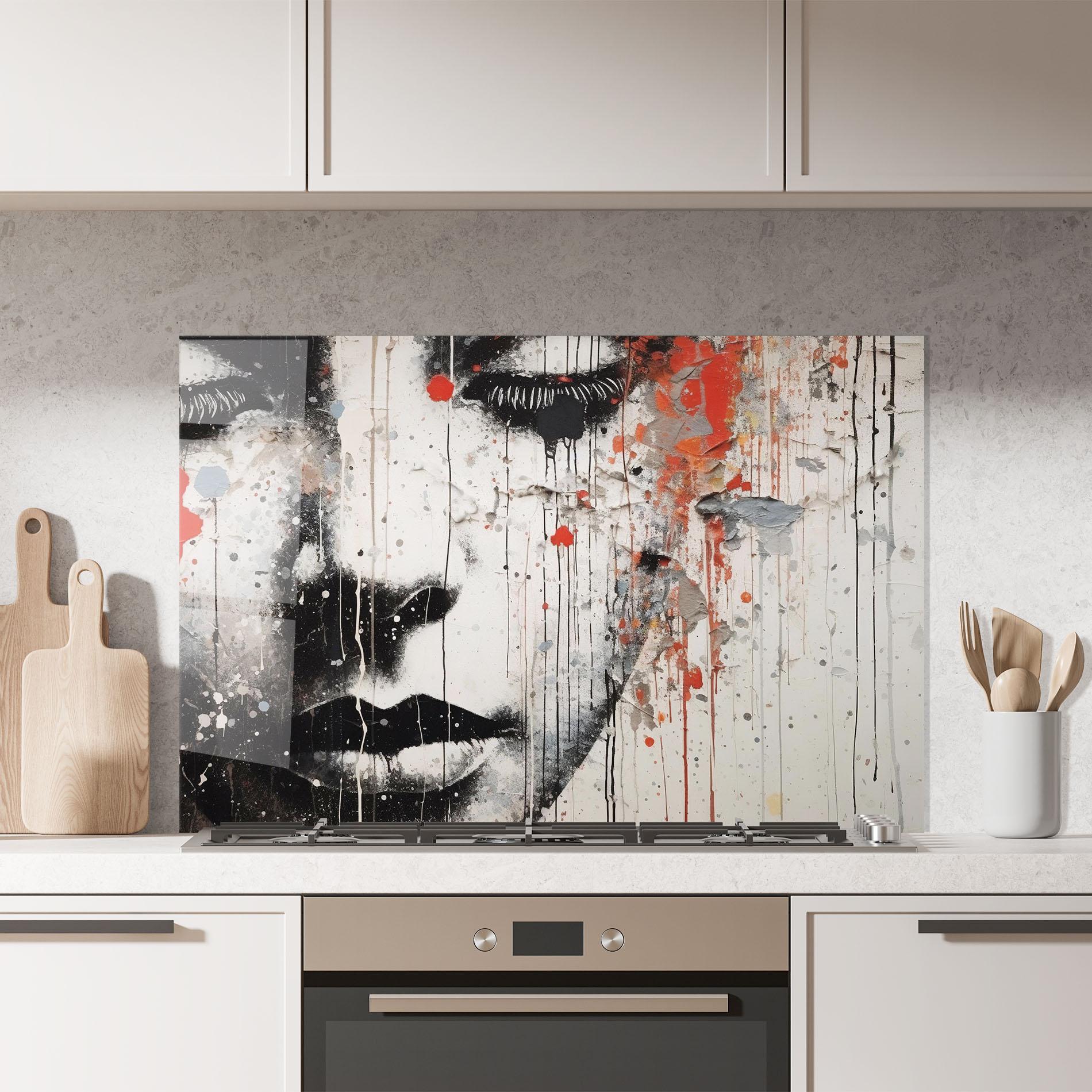 Küchenrückwand Glas Ink Street Graffiti mockup 7