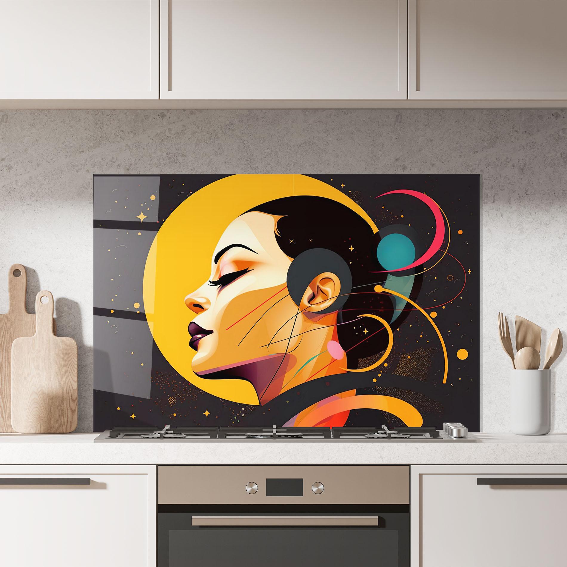 Küchenrückwand Glas Synthetic Female mockup 7