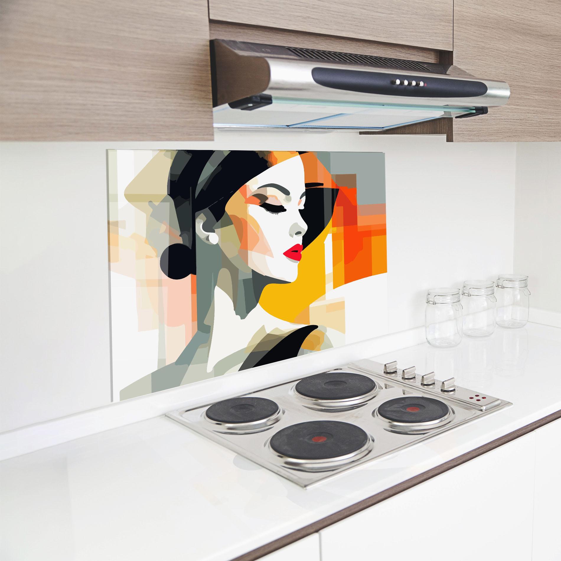 Küchenrückwand Glas Art Woman View mockup 8