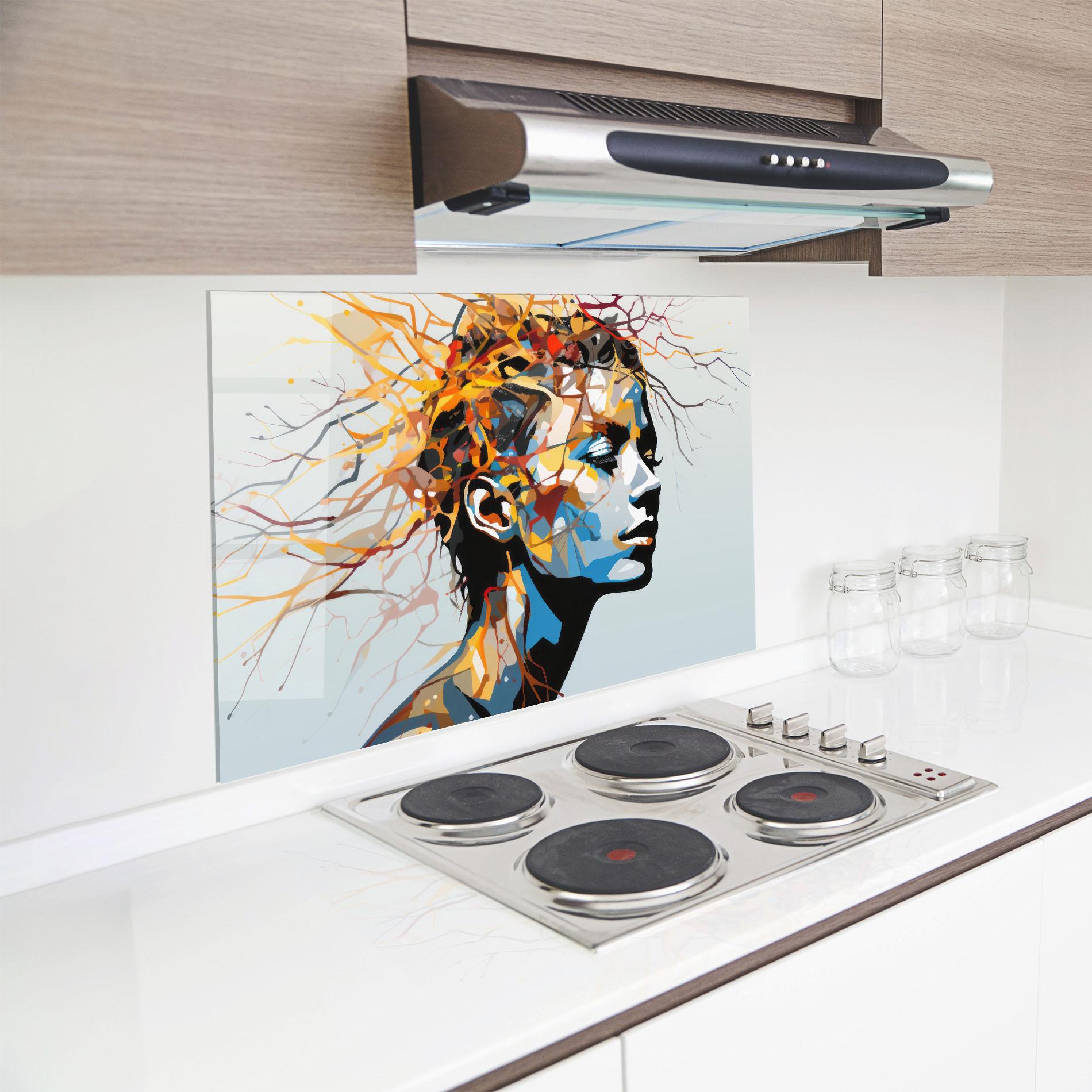 Küchenrückwand Glas Branches Hair mockup 8