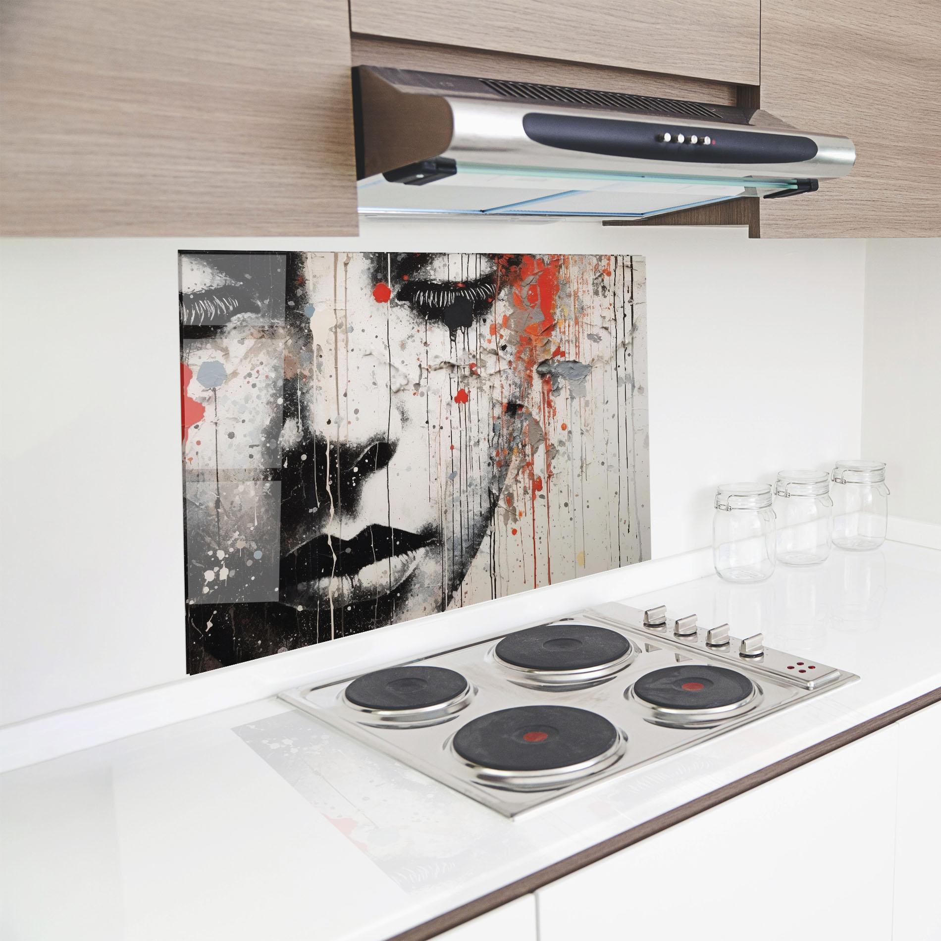 Küchenrückwand Glas Ink Street Graffiti mockup 8