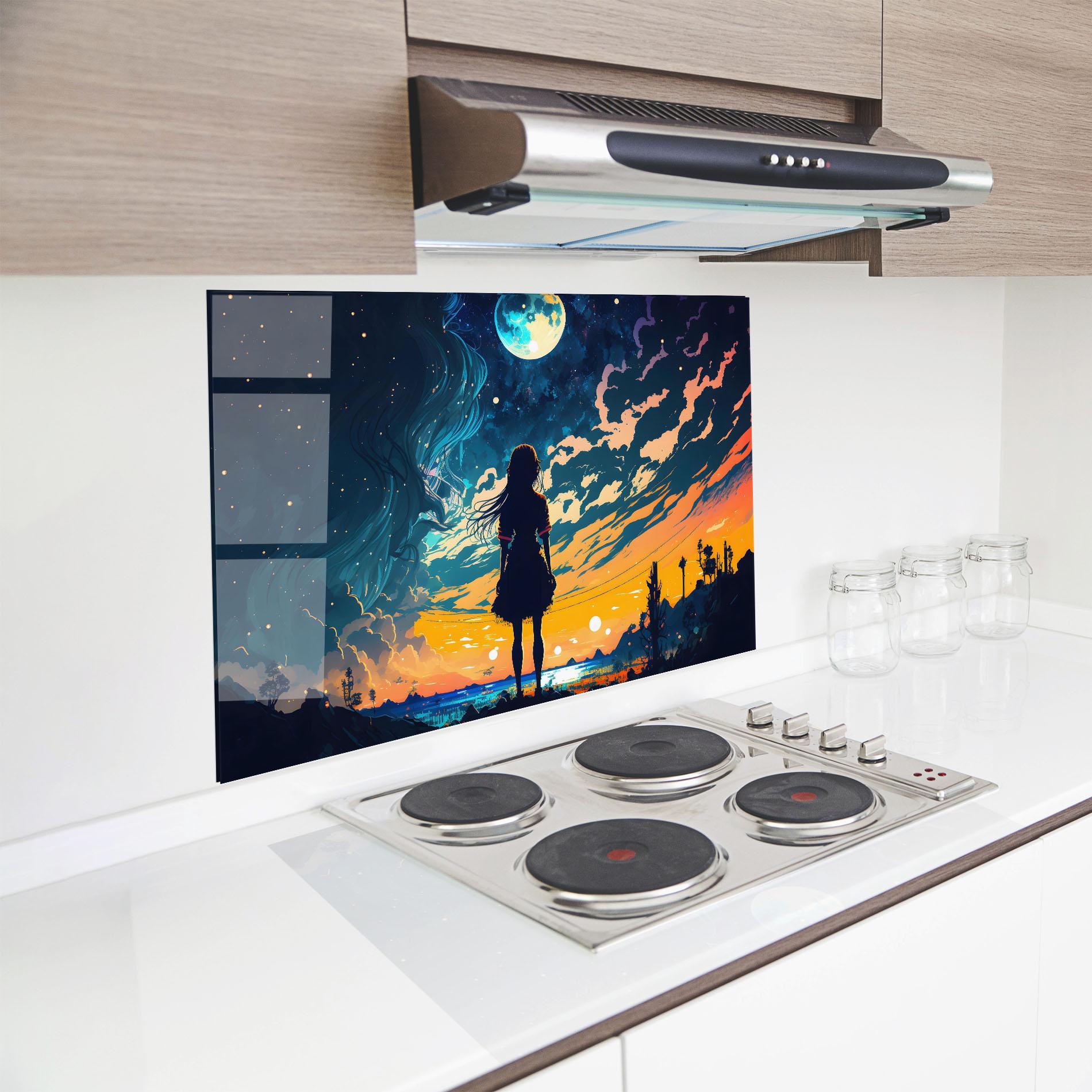 Küchenrückwand Glas Mystical Woman Fairytale mockup 8