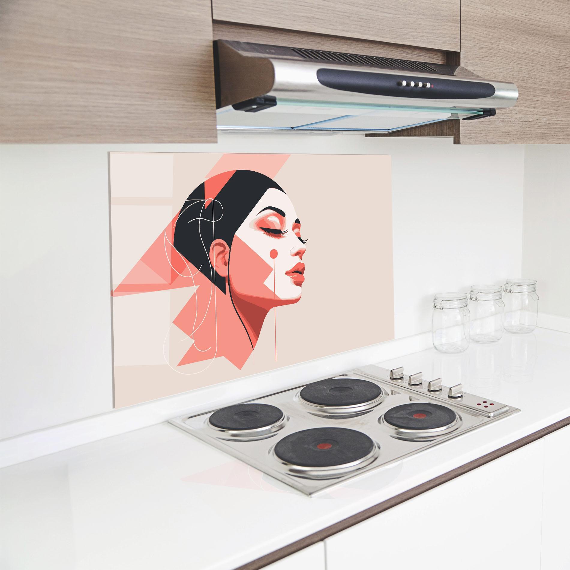 Küchenrückwand Glas Pretty Abstract Face mockup 8