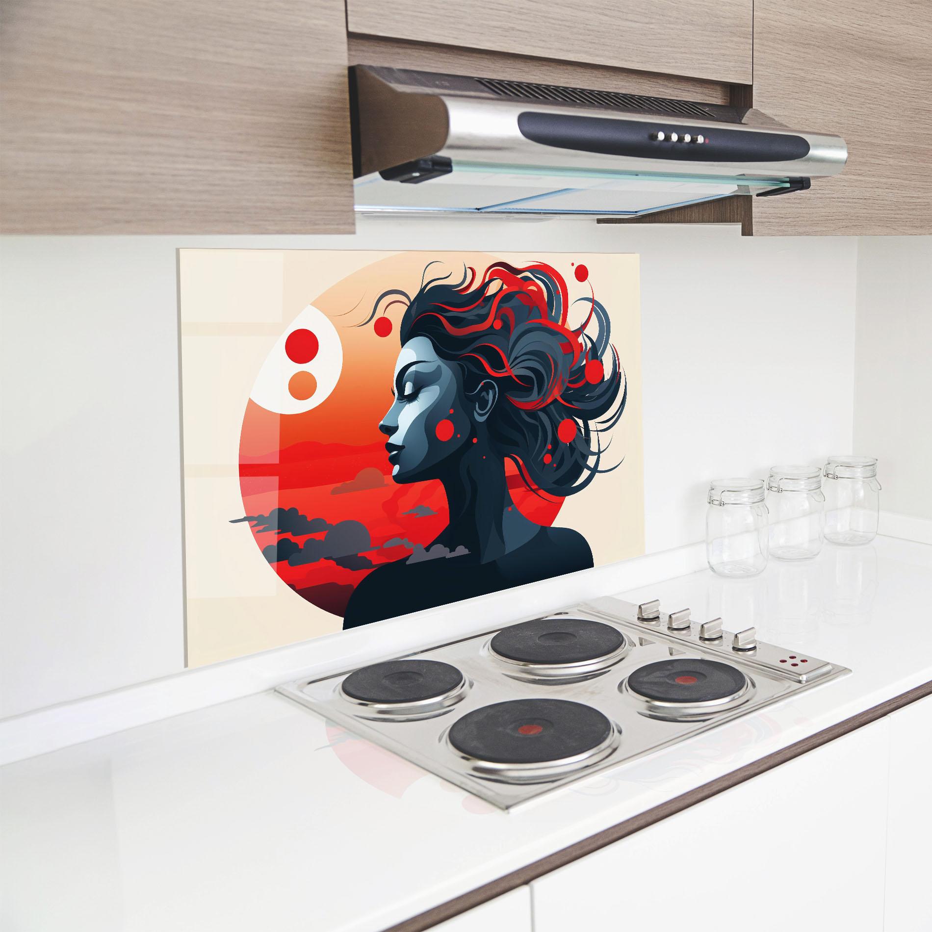 Küchenrückwand Glas Simple Colored Girl mockup 8