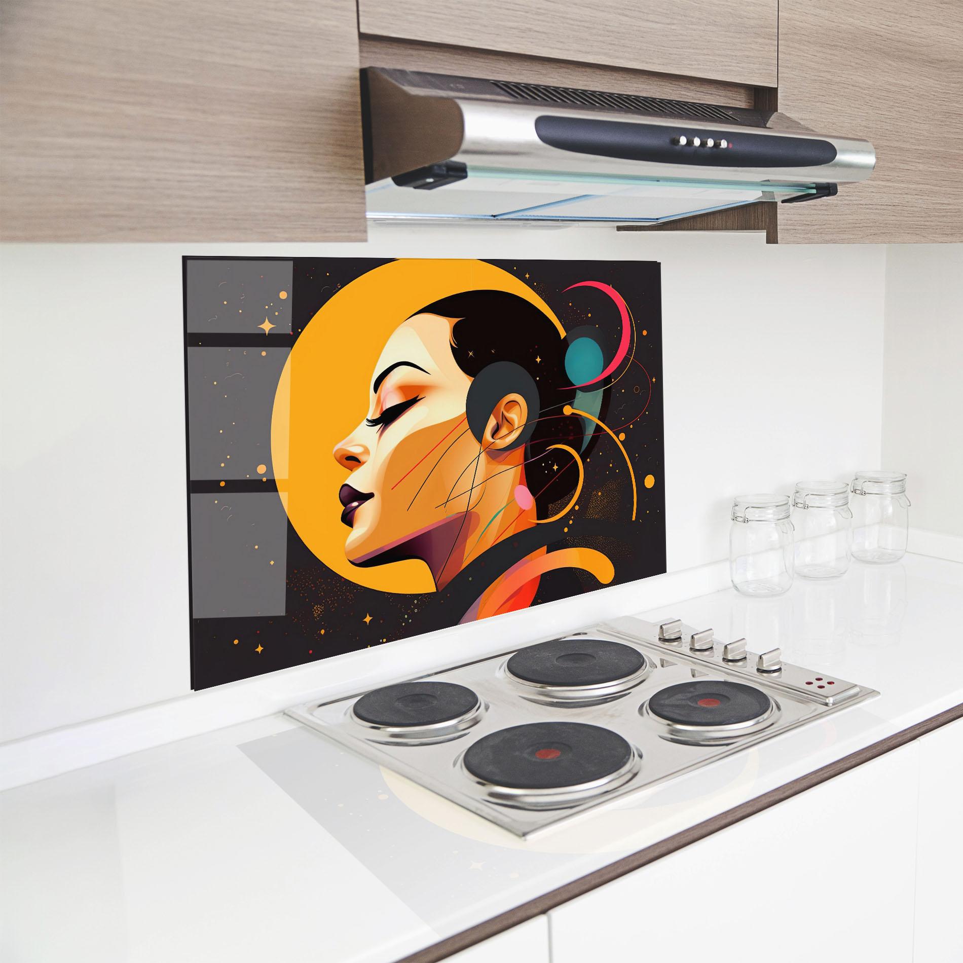 Küchenrückwand Glas Synthetic Female mockup 8