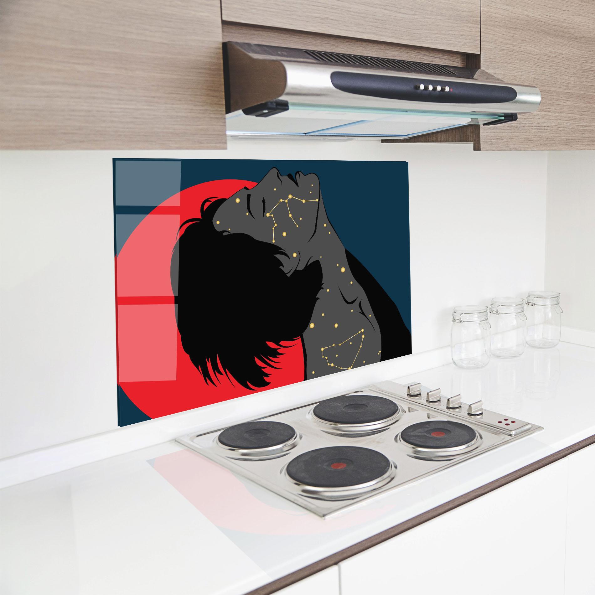 Küchenrückwand Glas Woman Galaxy mockup 8