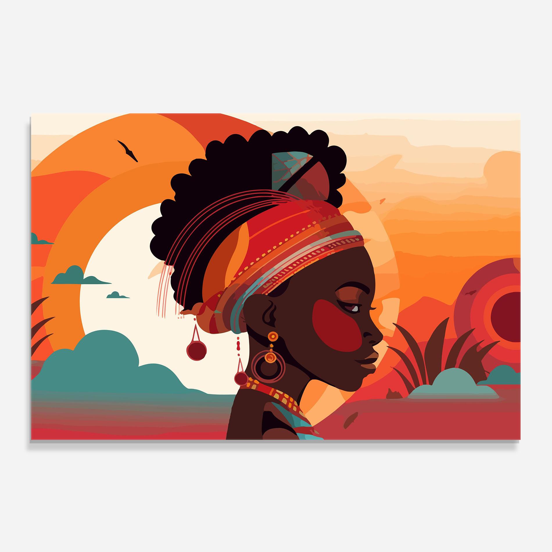 Küchenrückwand Glas African Lady Art mockup 0