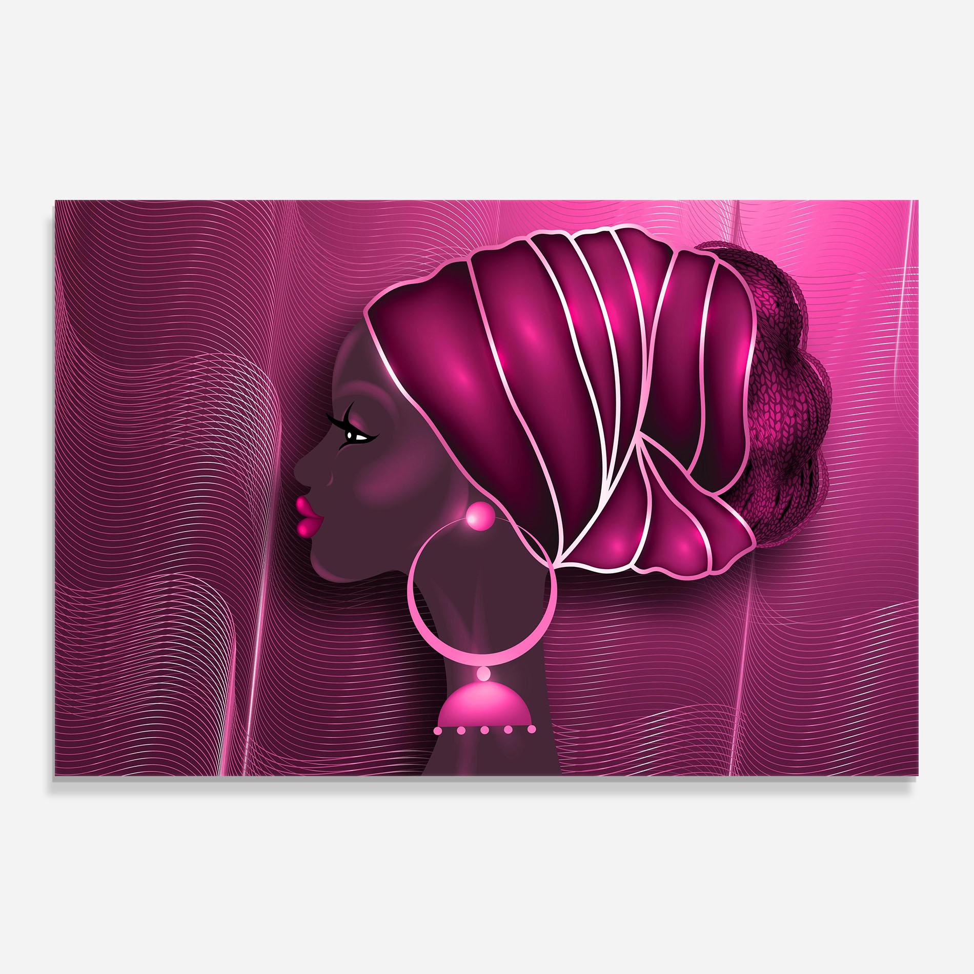 Küchenrückwand Glas African Pink Woman mockup 0