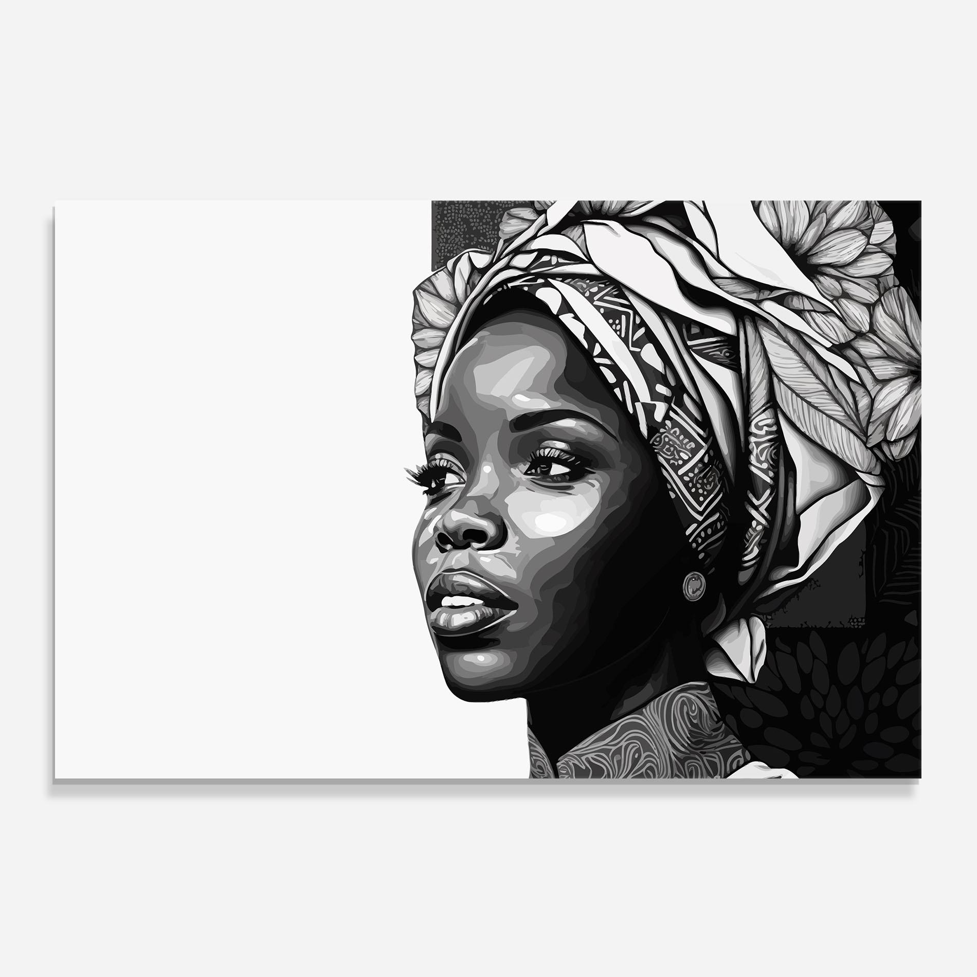 Küchenrückwand Glas Pretty African Woman mockup 0