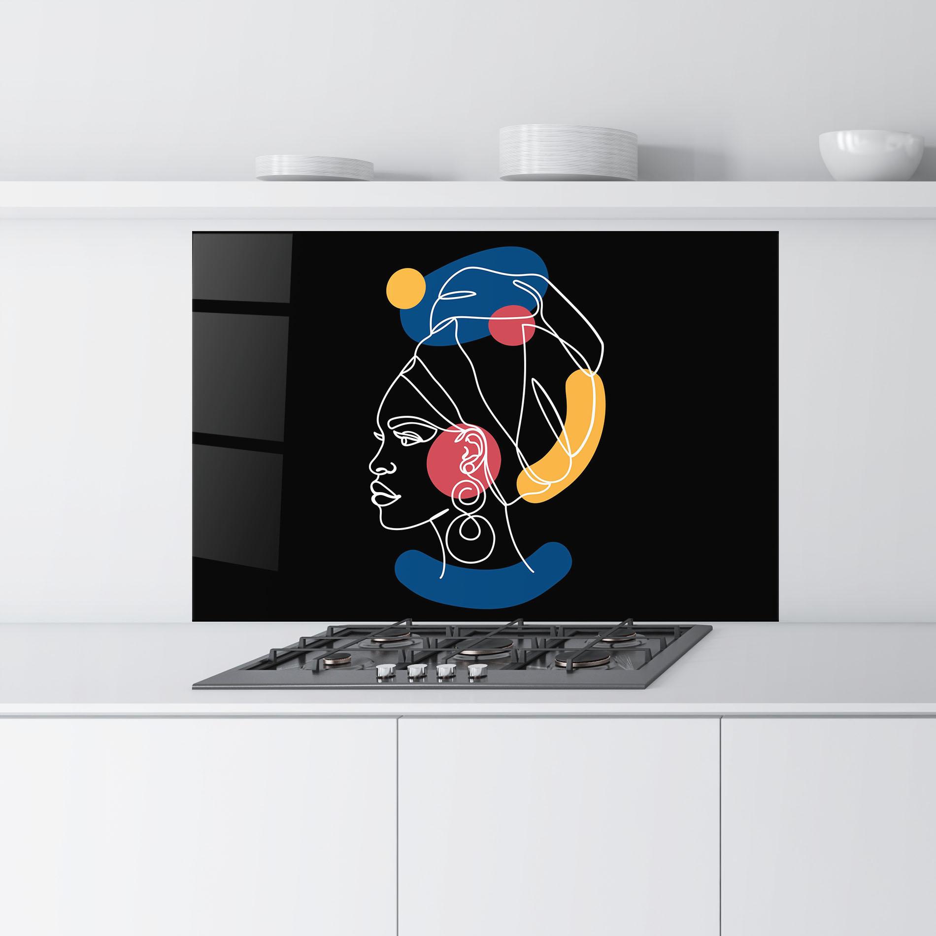 Küchenrückwand Glas African Blue Yellow mockup 9