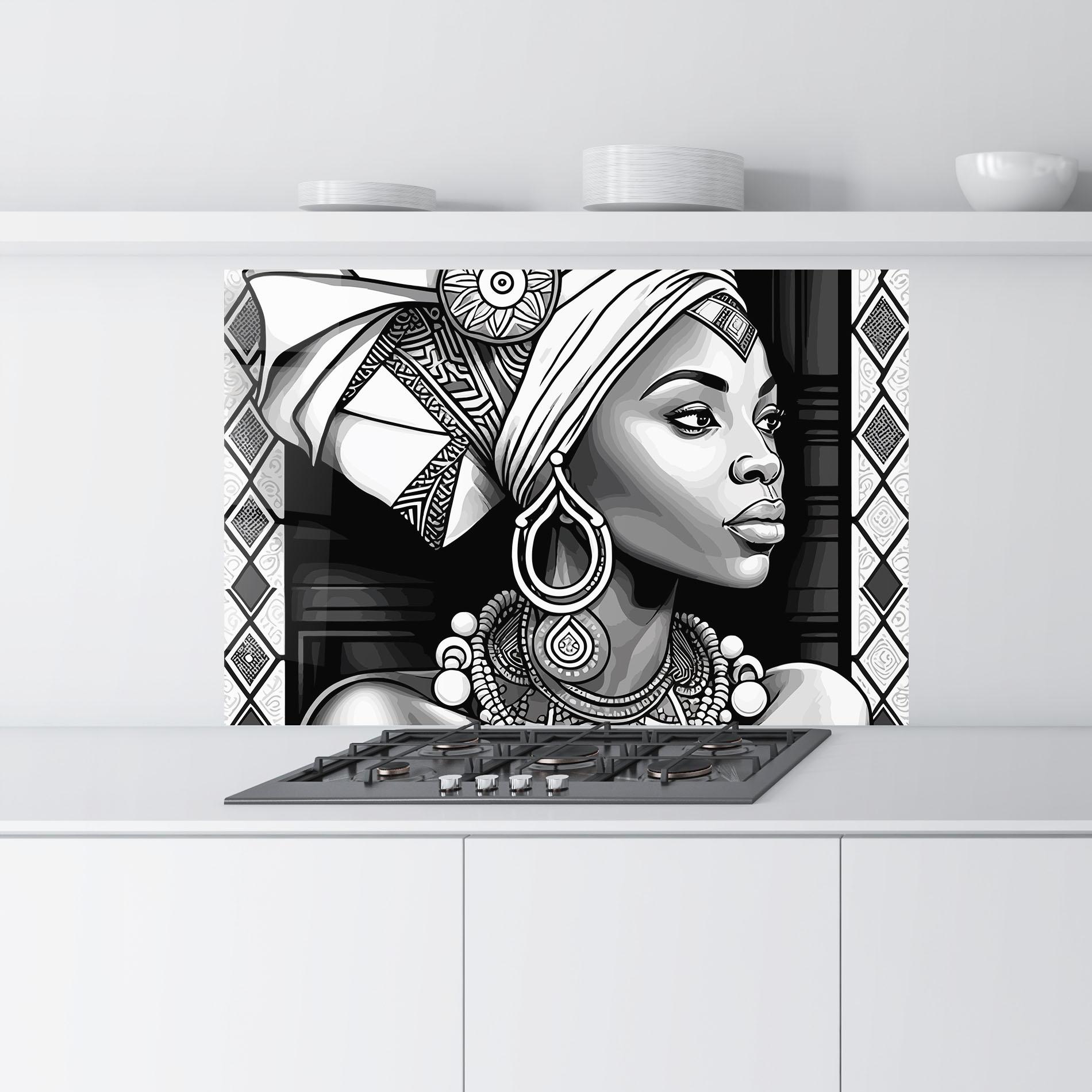 Küchenrückwand Glas African Lady mockup 9
