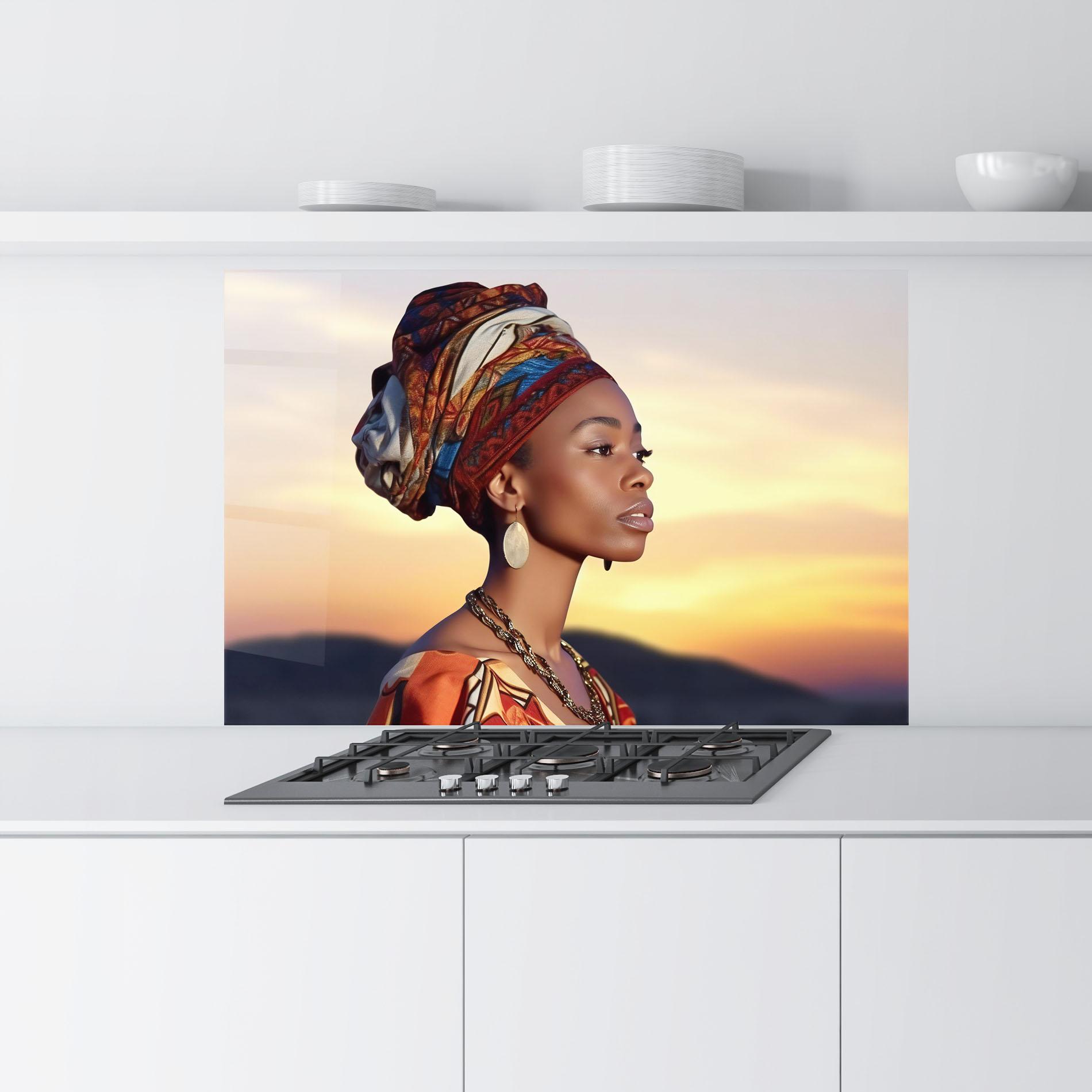 Küchenrückwand Glas Beautiful African Sunset mockup 9