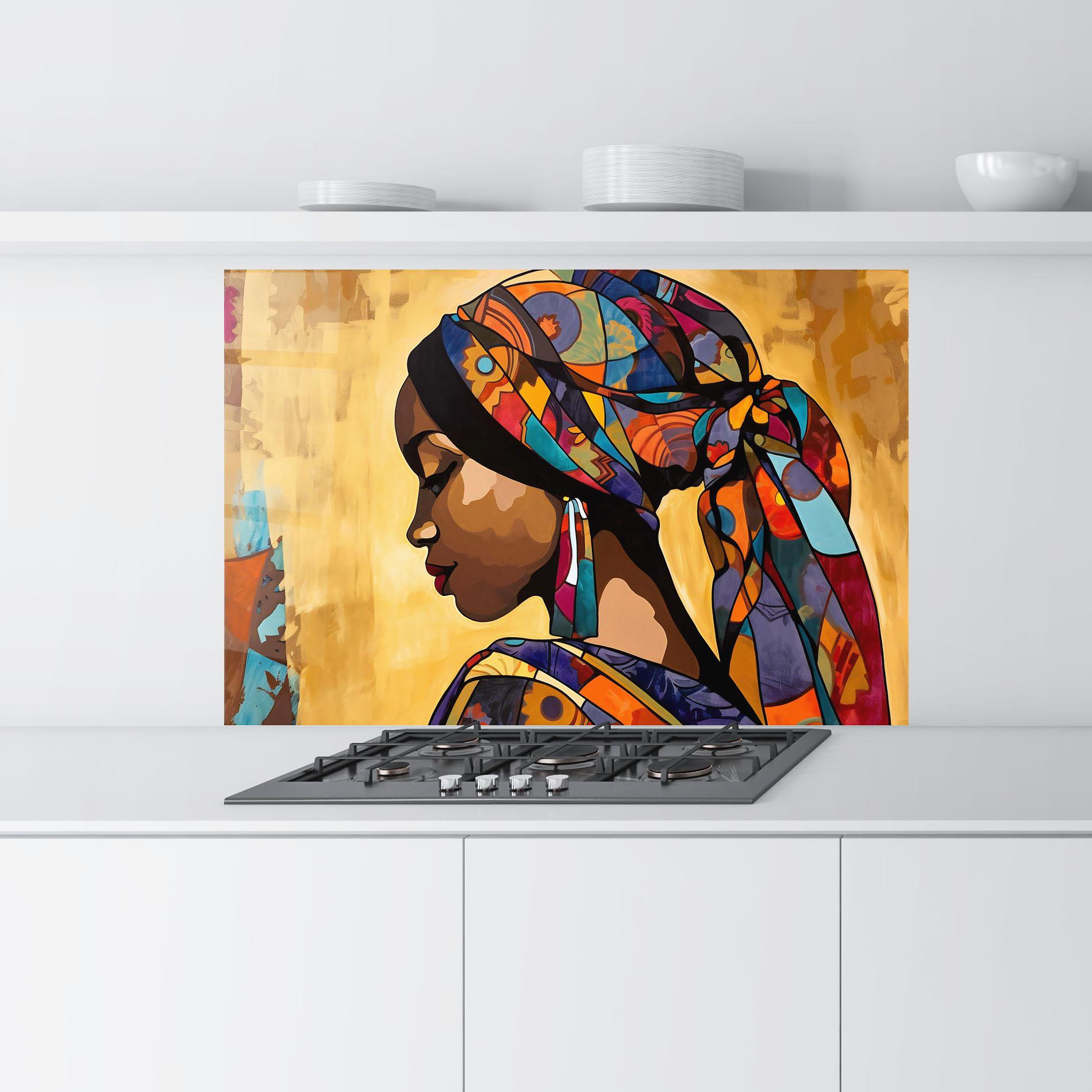 Küchenrückwand Glas Headscarf Pretty Woman mockup 9