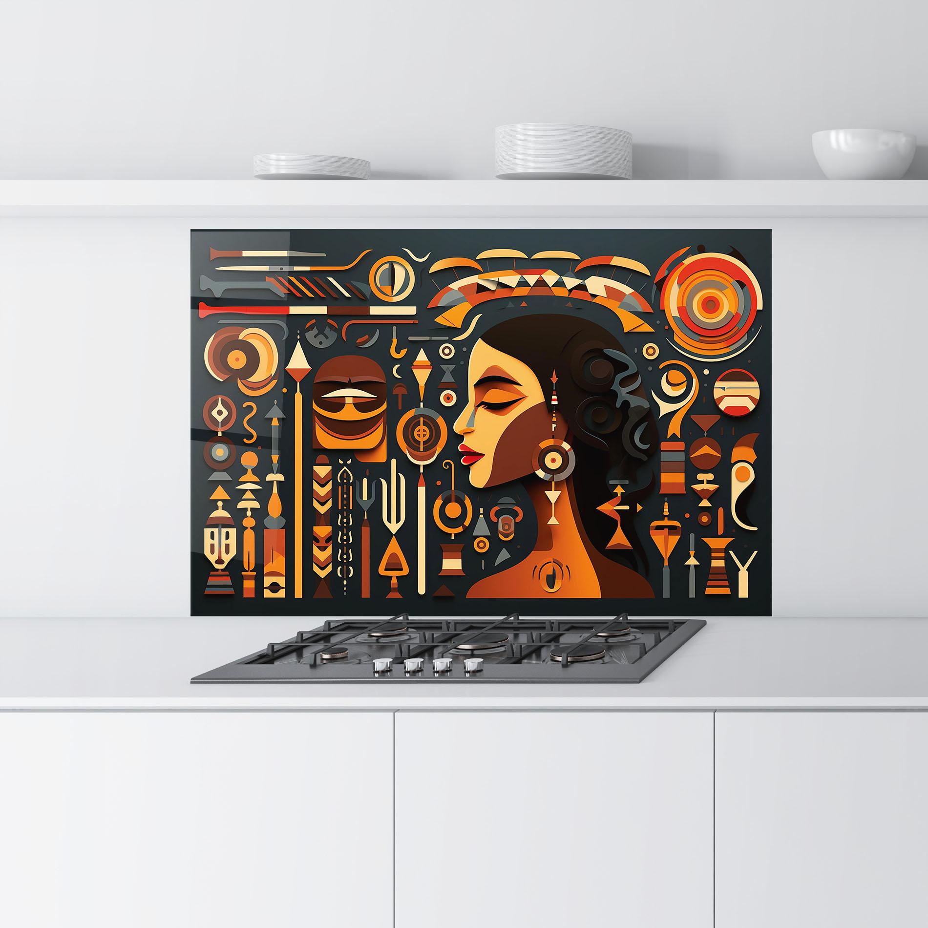 Küchenrückwand Glas Old Cultural Elements mockup 9