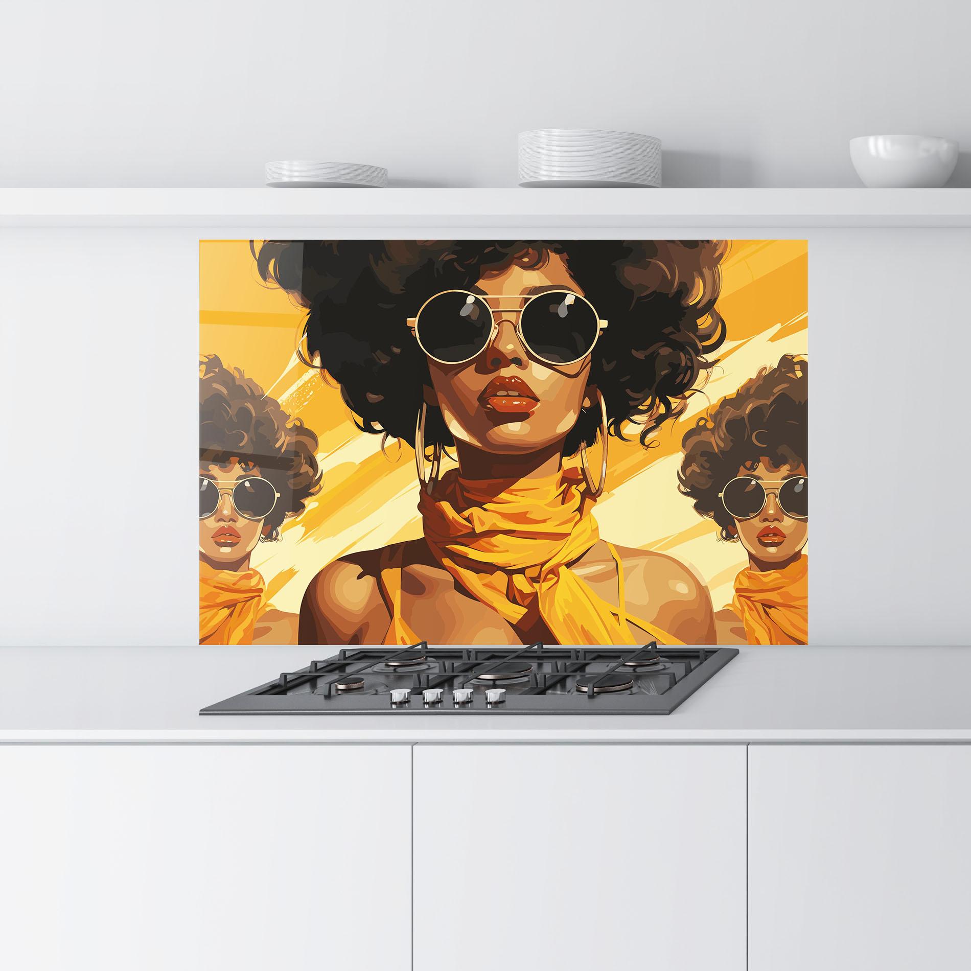Küchenrückwand Glas Yellow African Scarf mockup 9