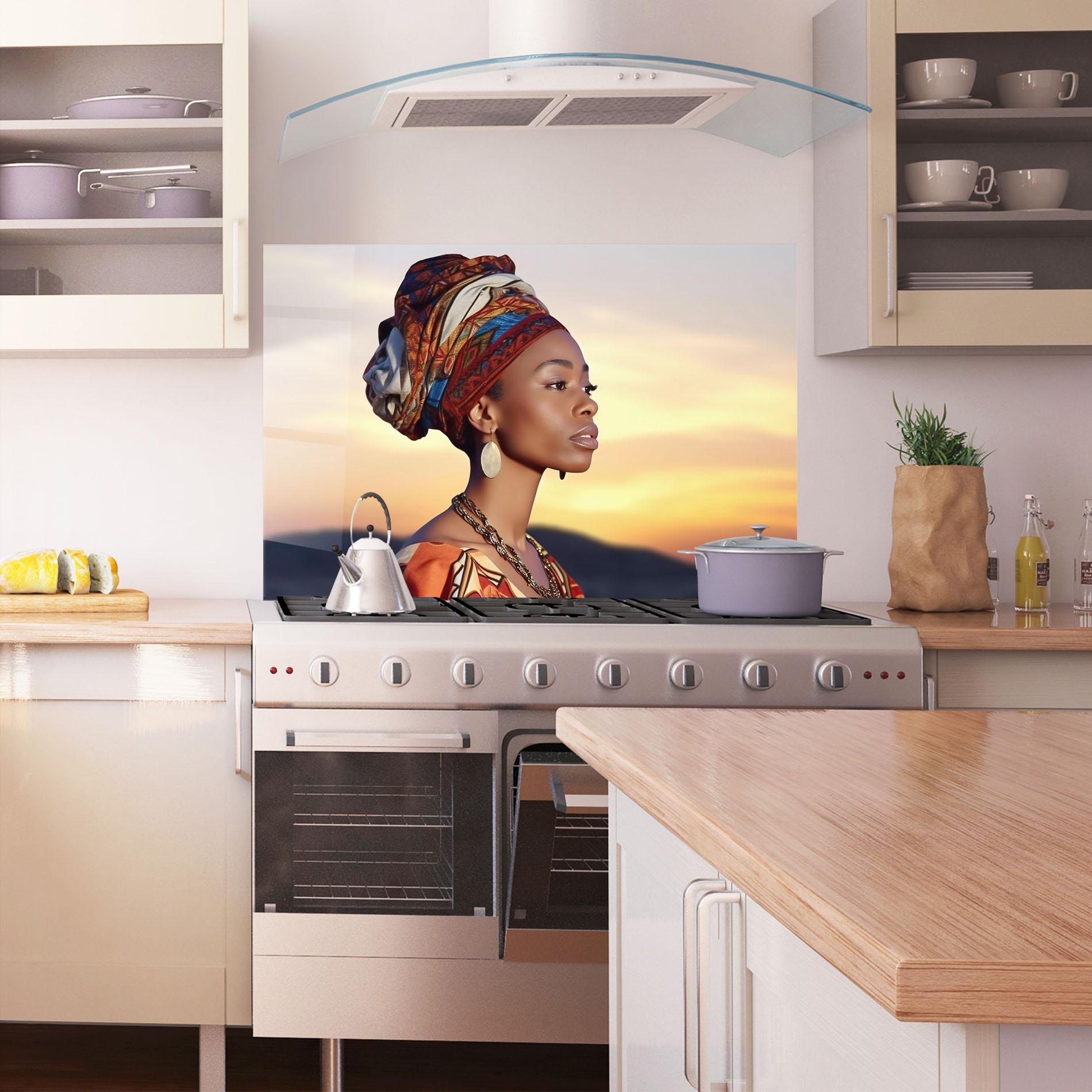 Küchenrückwand Glas Beautiful African Sunset mockup 1