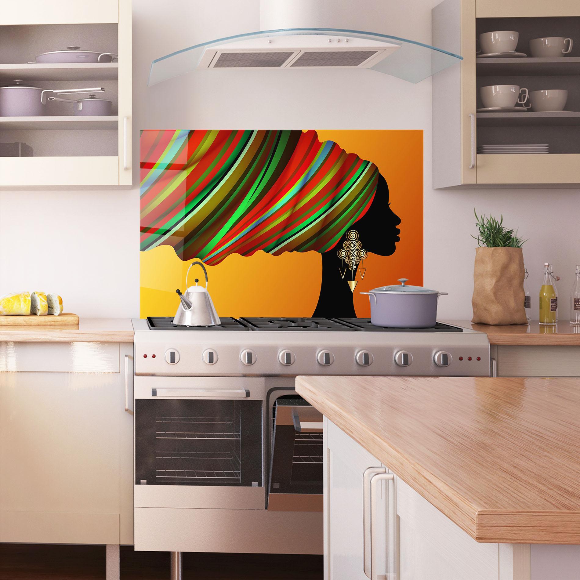 Küchenrückwand Glas Gold African Earrings mockup 1