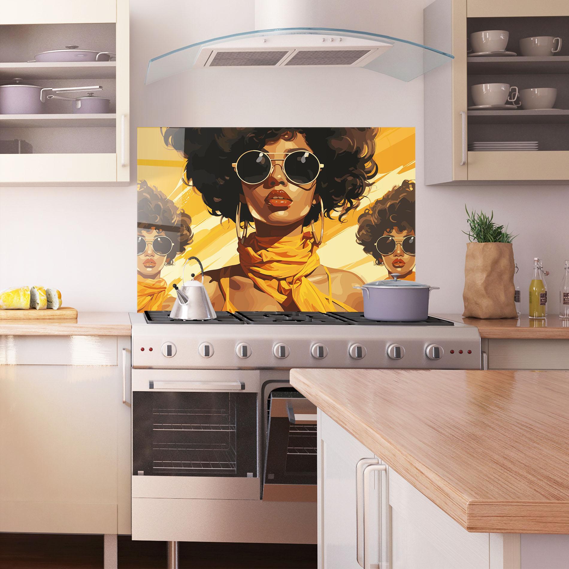 Küchenrückwand Glas Yellow African Scarf mockup 1