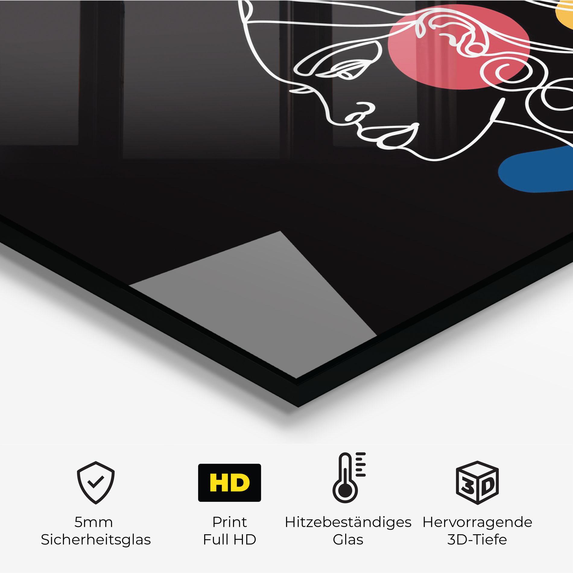 Küchenrückwand Glas African Blue Yellow mockup 2