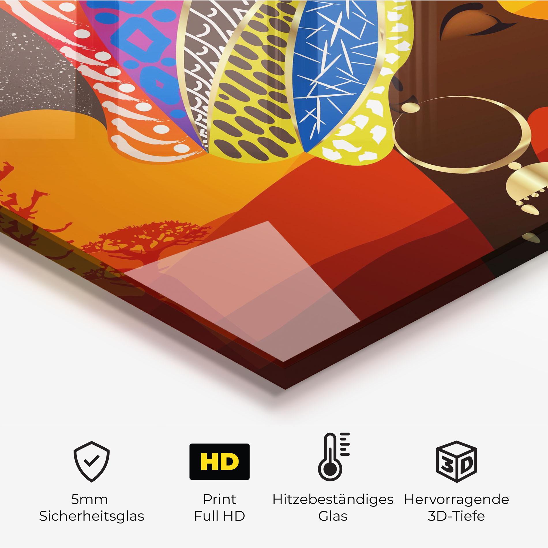 Küchenrückwand Glas African View Woman mockup 2