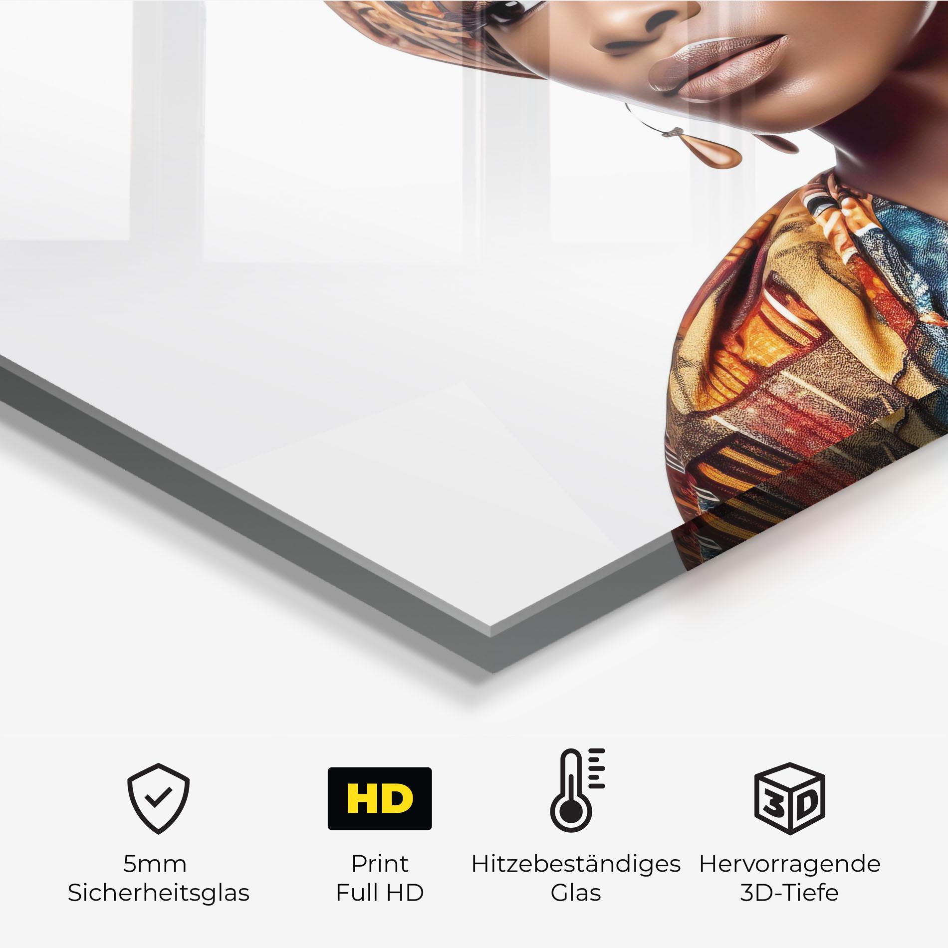 Küchenrückwand Glas African Woman Turban mockup 2