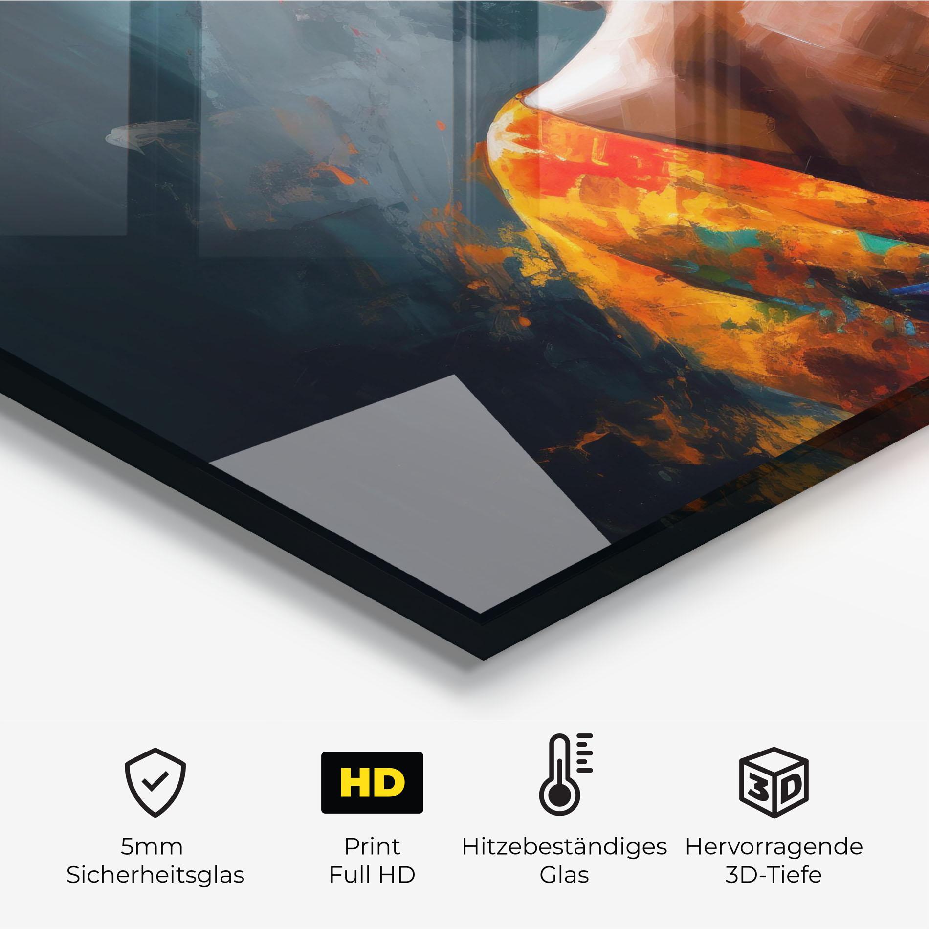 Küchenrückwand Glas Colorful Turban Woman mockup 2