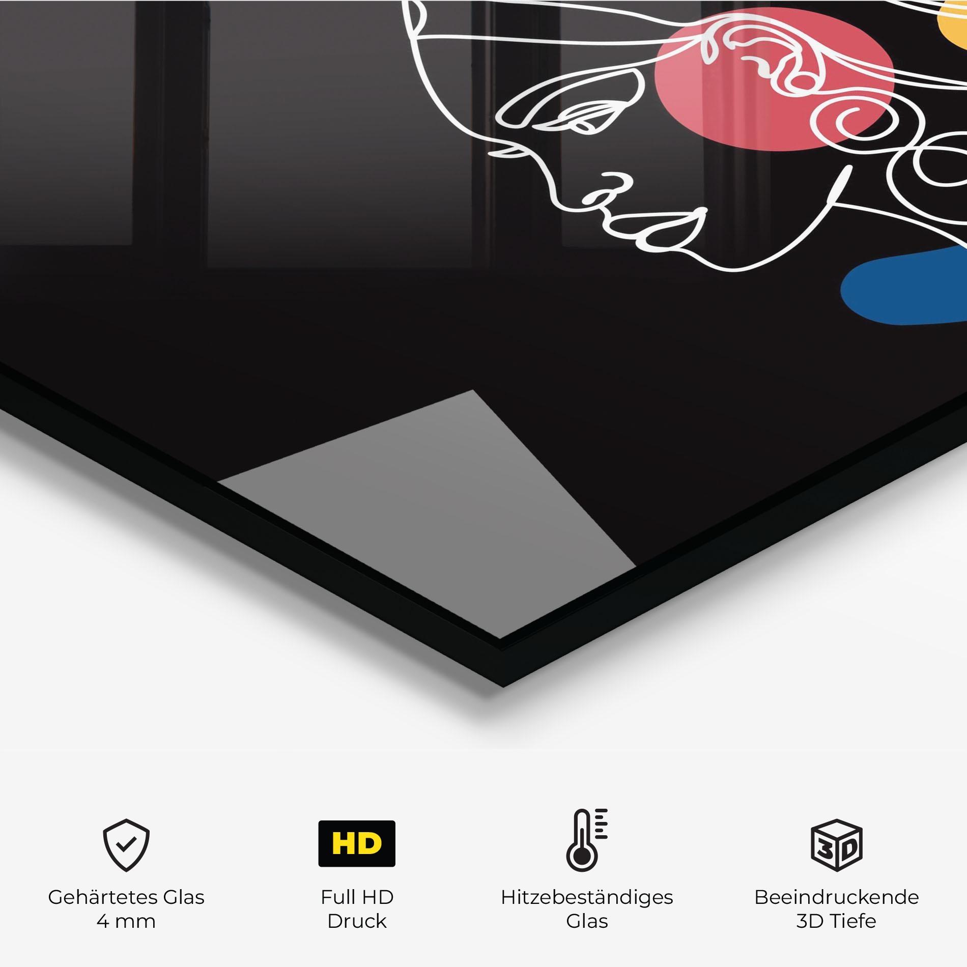 Küchenrückwand Glas African Blue Yellow mockup 2