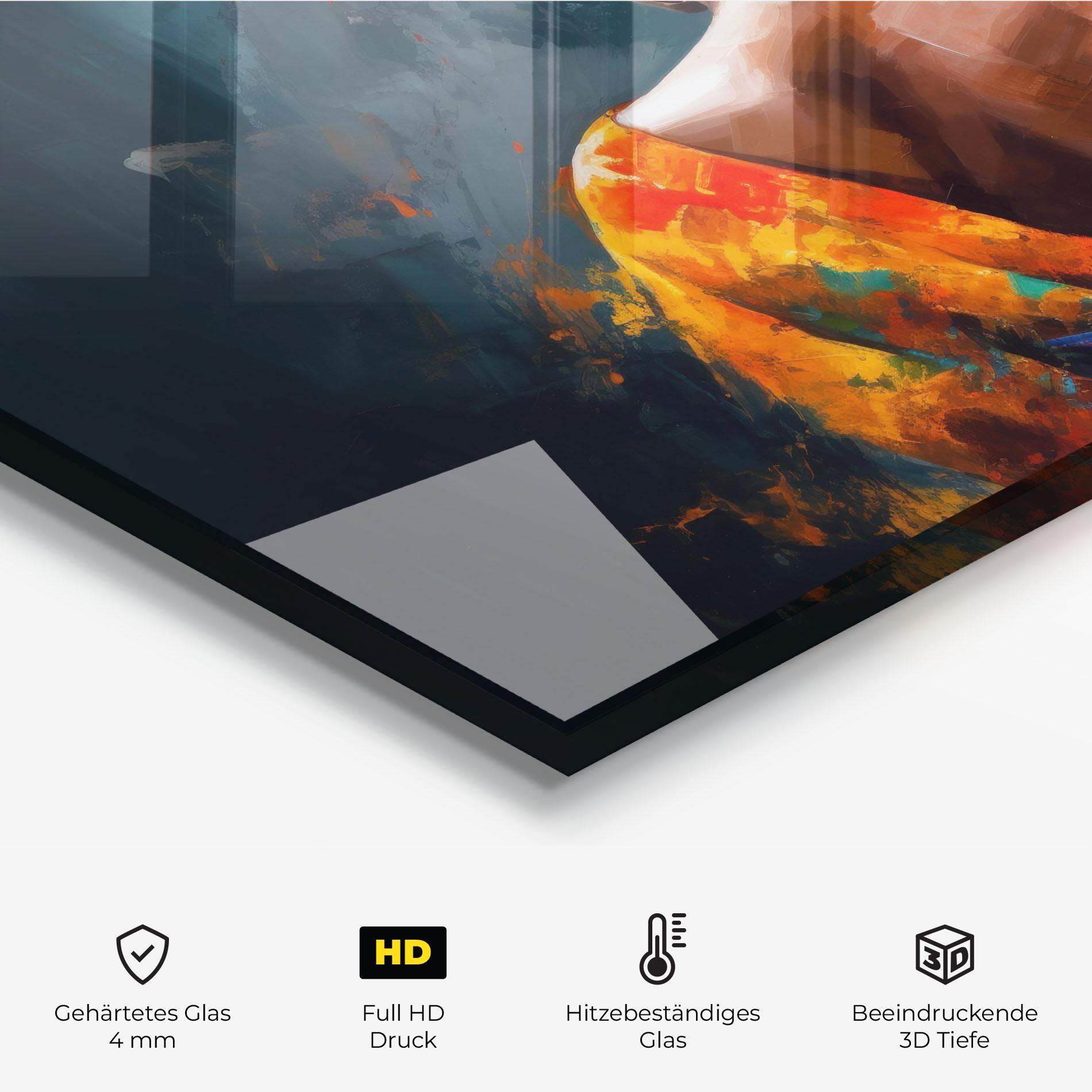 Küchenrückwand Glas Colorful Turban Woman mockup 2