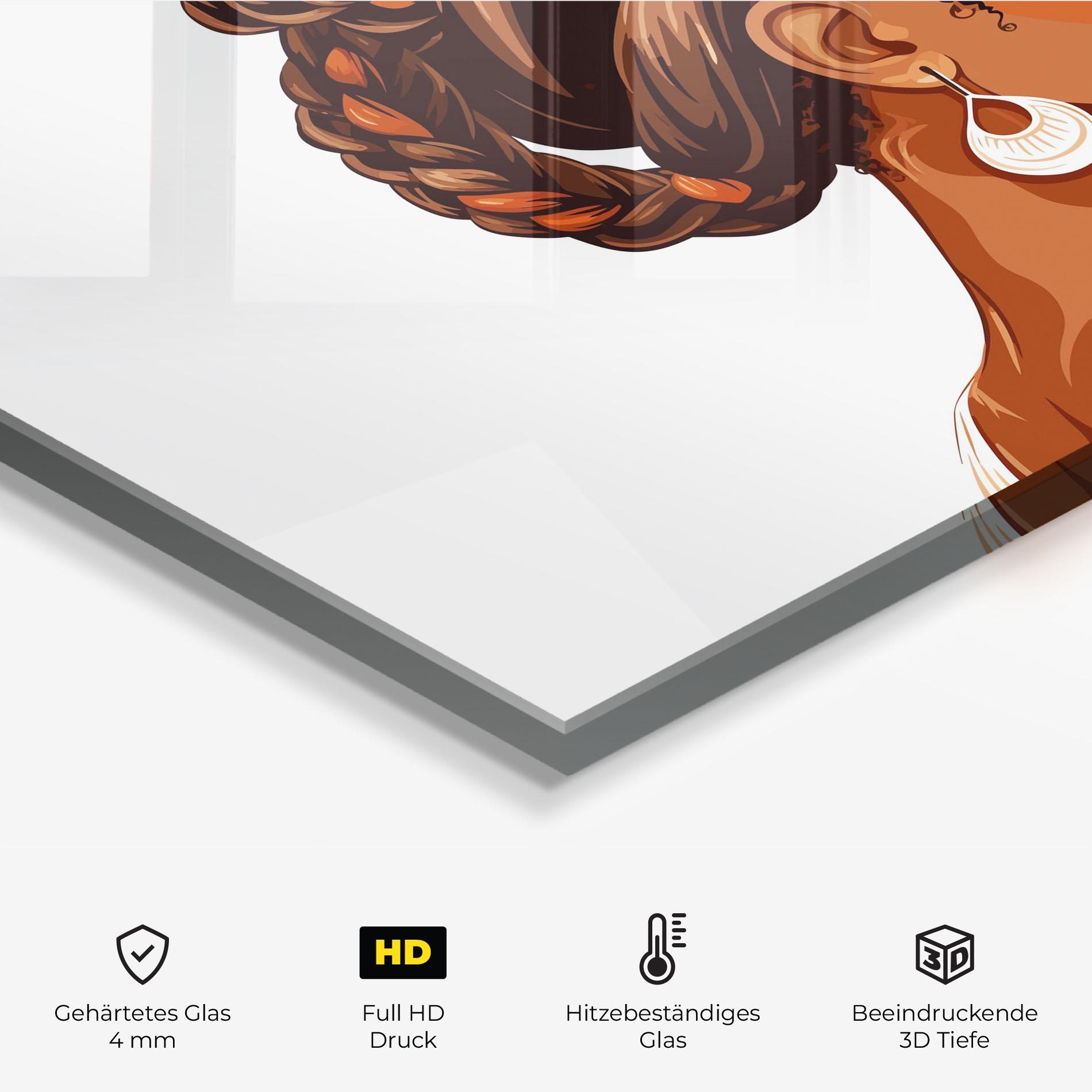 Küchenrückwand Glas Pretty African Lady mockup 2