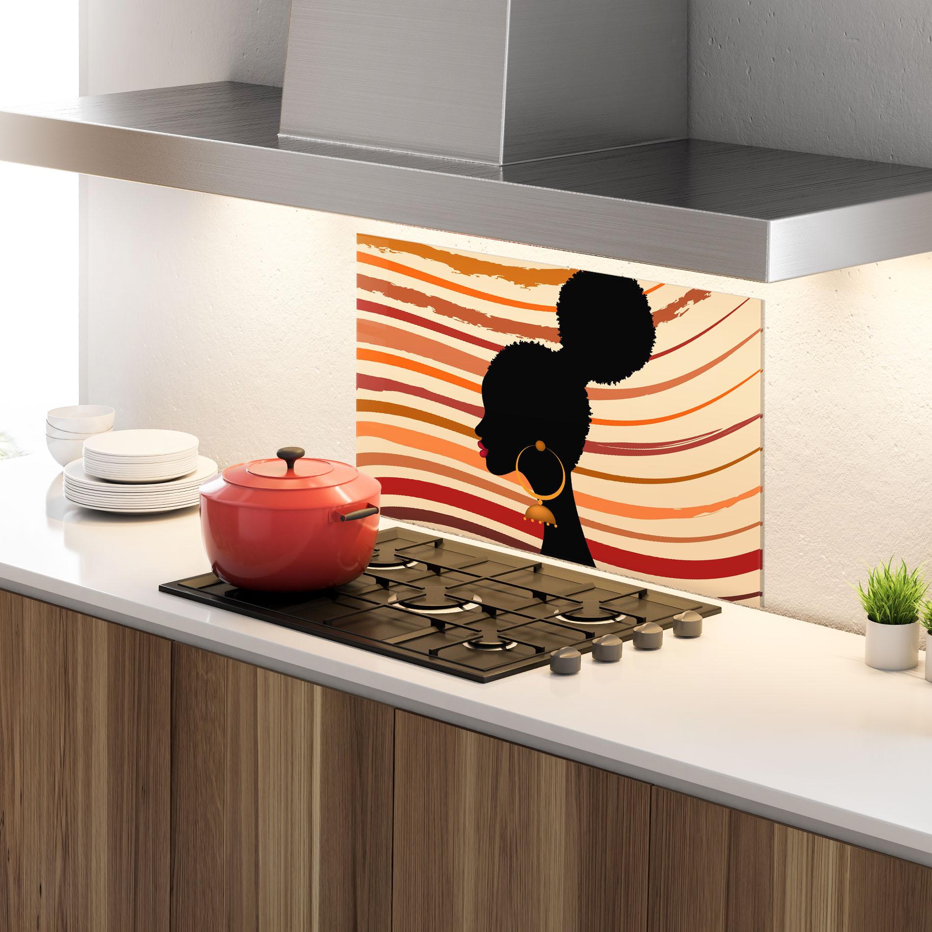 Küchenrückwand Glas African Hairstyle mockup 4