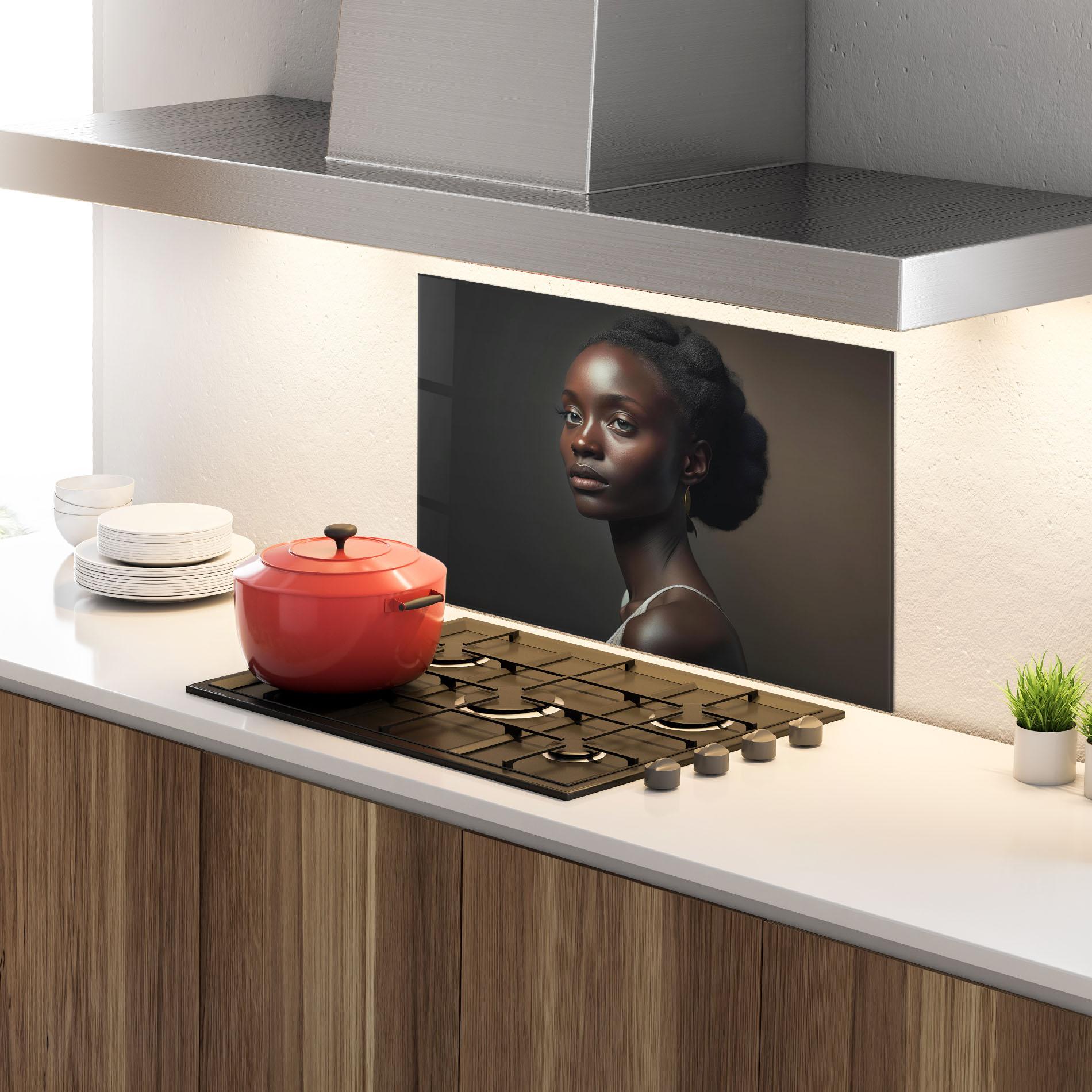 Küchenrückwand Glas African Natural Makeup mockup 4