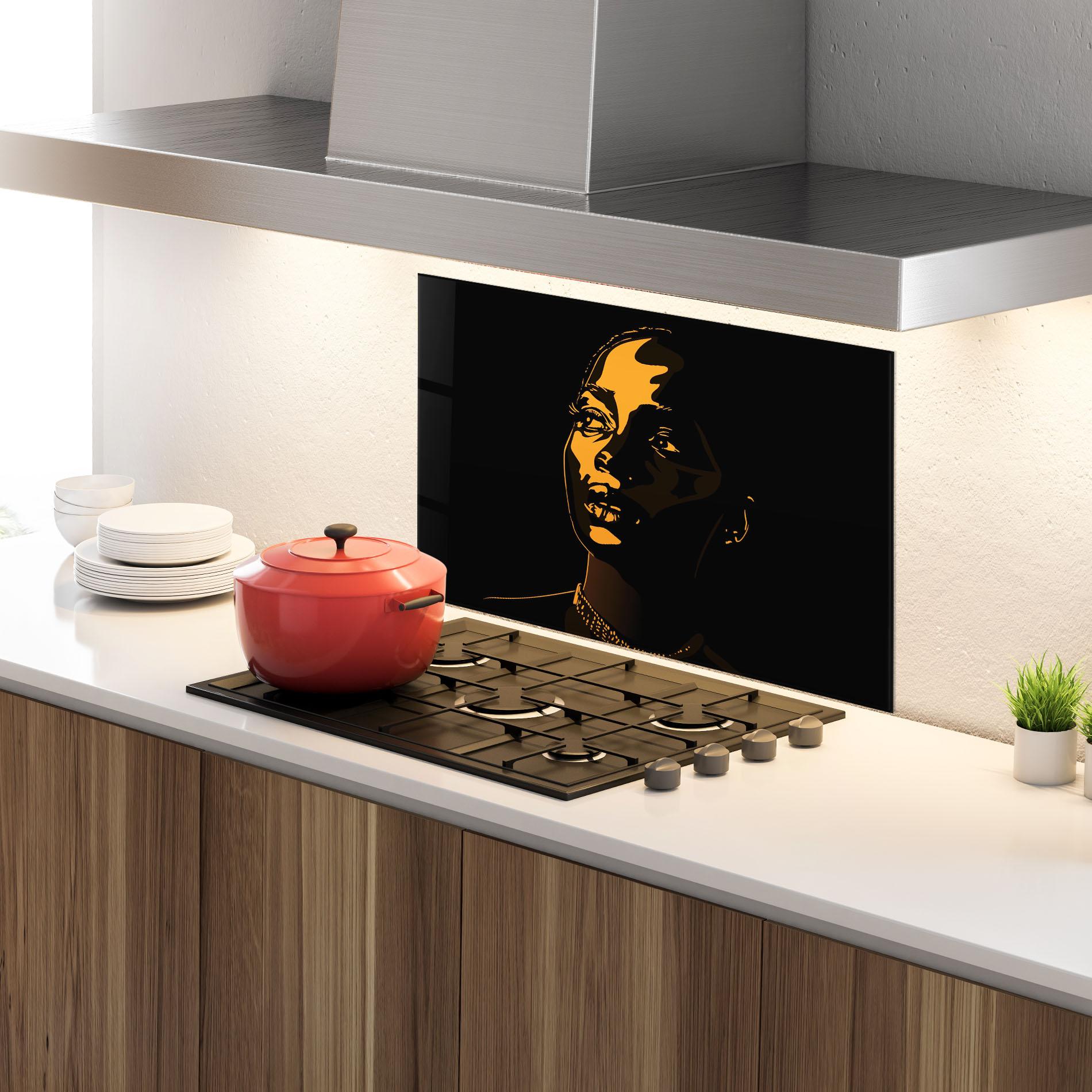 Küchenrückwand Glas African Yellow Light mockup 4