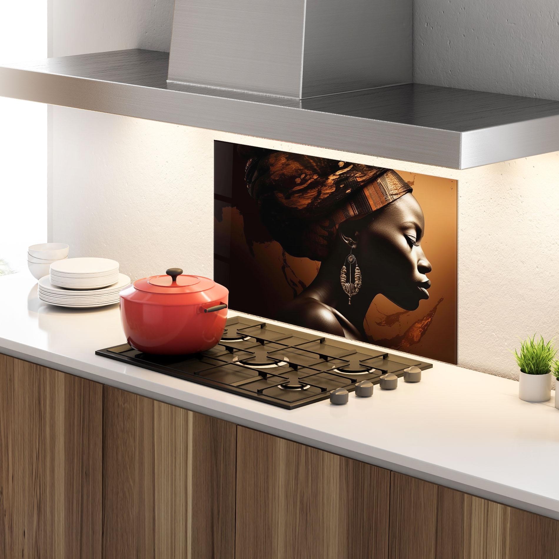 Küchenrückwand Glas Interesting African Earrings mockup 4