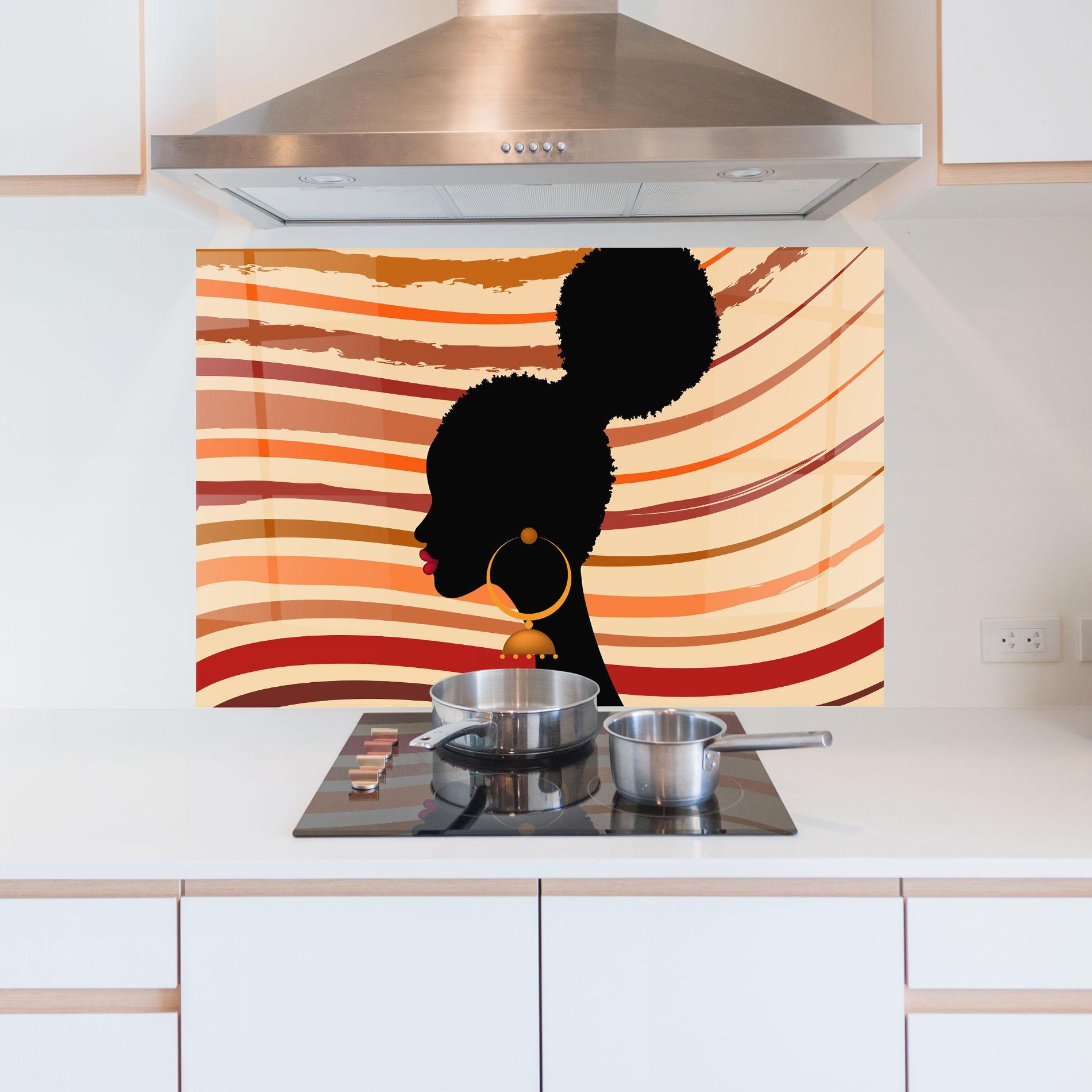 Küchenrückwand Glas African Hairstyle mockup 5