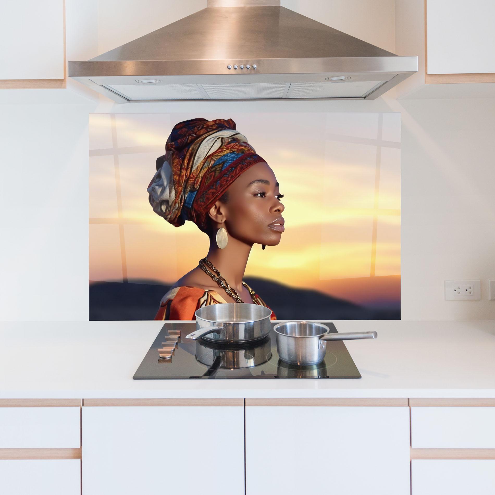 Küchenrückwand Glas Beautiful African Sunset mockup 5