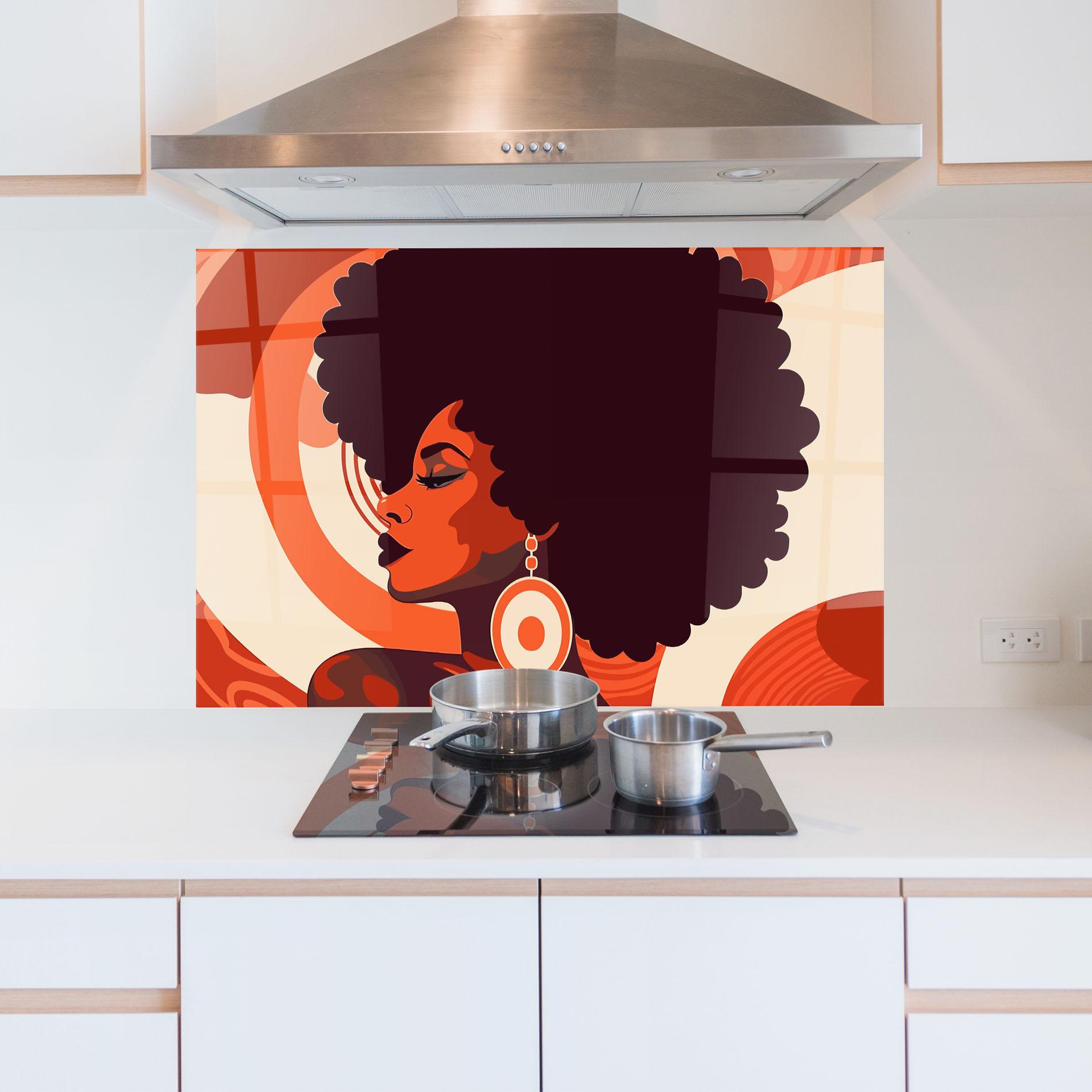 Küchenrückwand Glas Disco Afro Style mockup 5