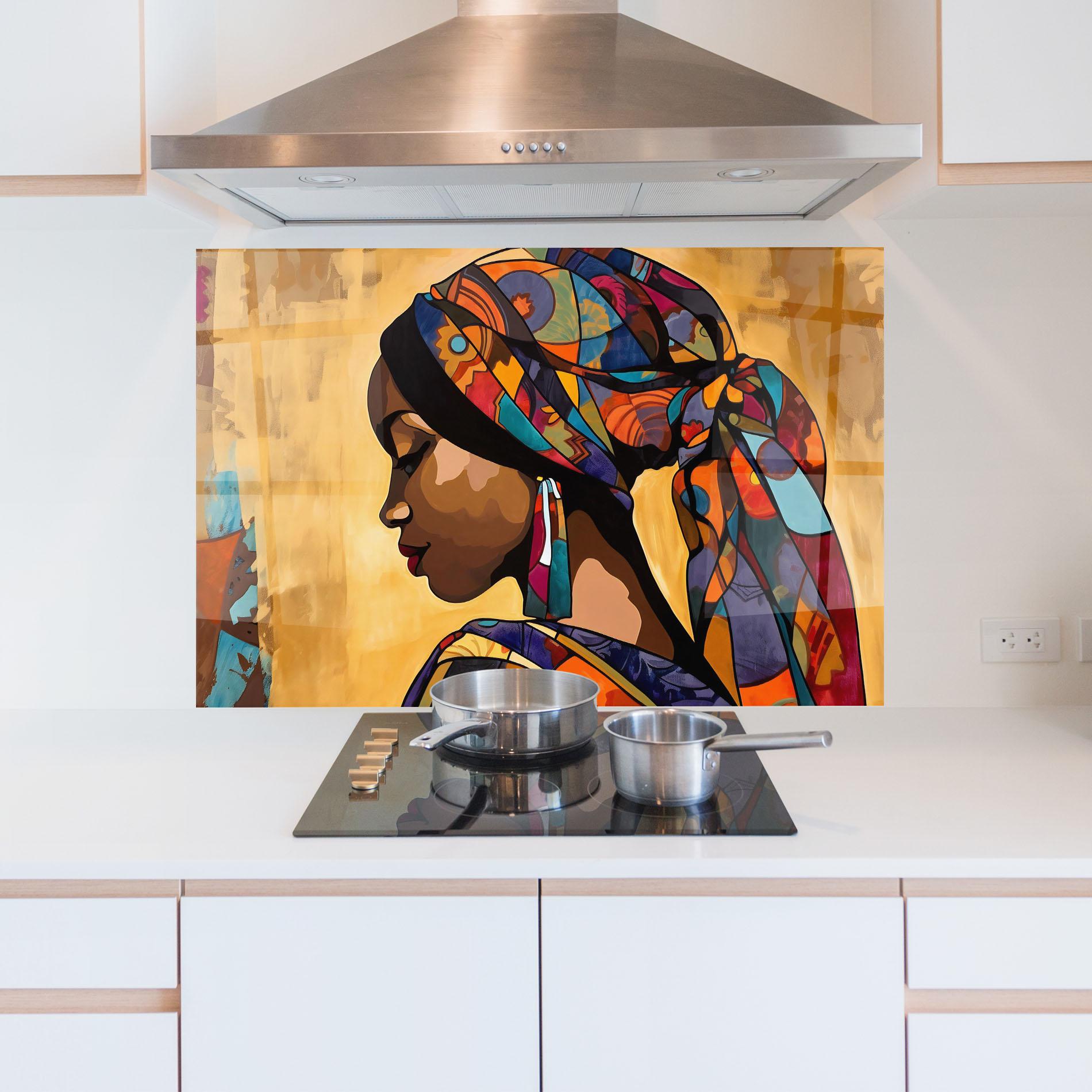Küchenrückwand Glas Headscarf Pretty Woman mockup 5